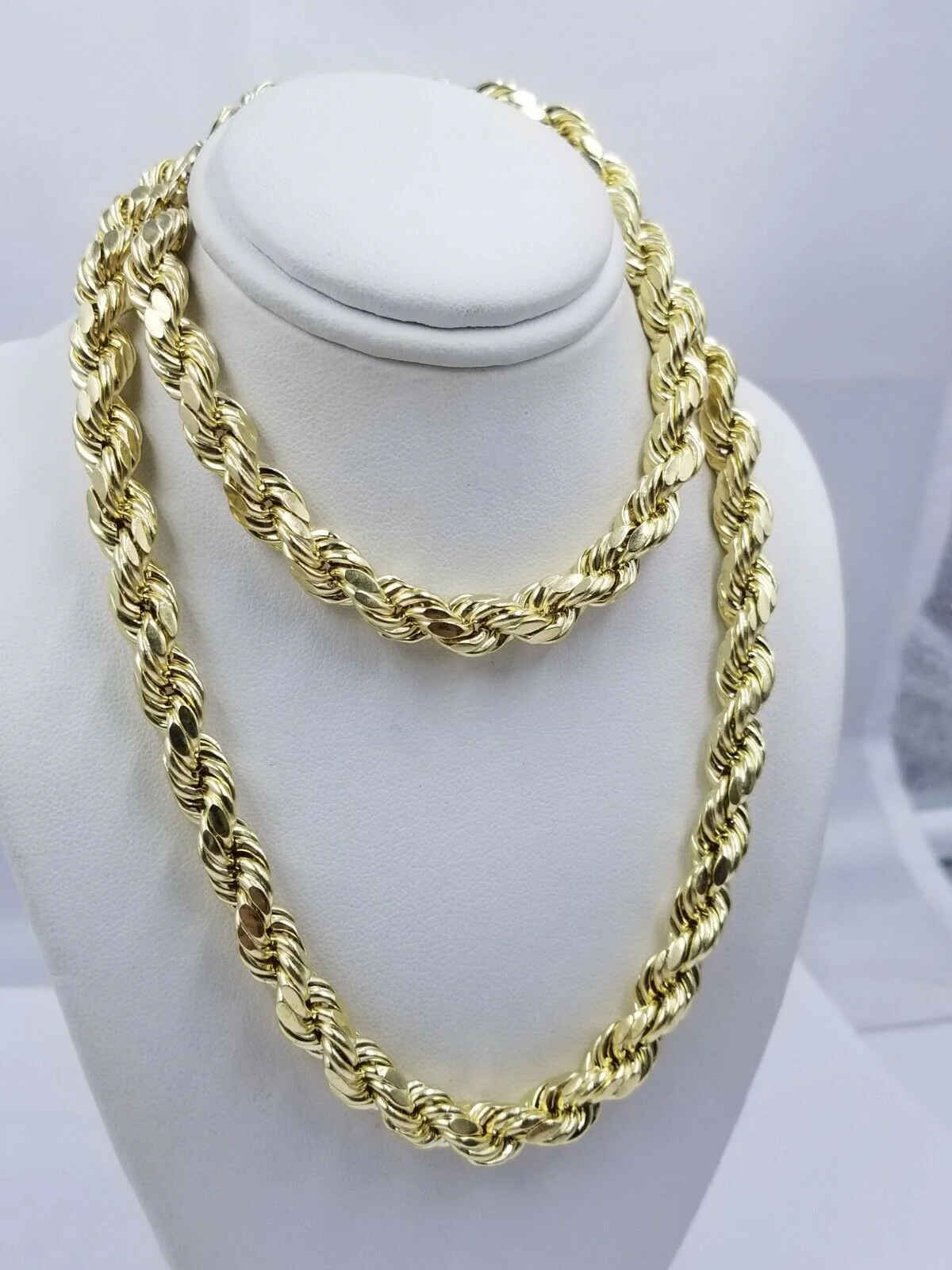 Real Gold 10k Rope Necklace Men' Chain 8mm 18"-30" Inch Yellow Gold Diamond Cuts - Image 8
