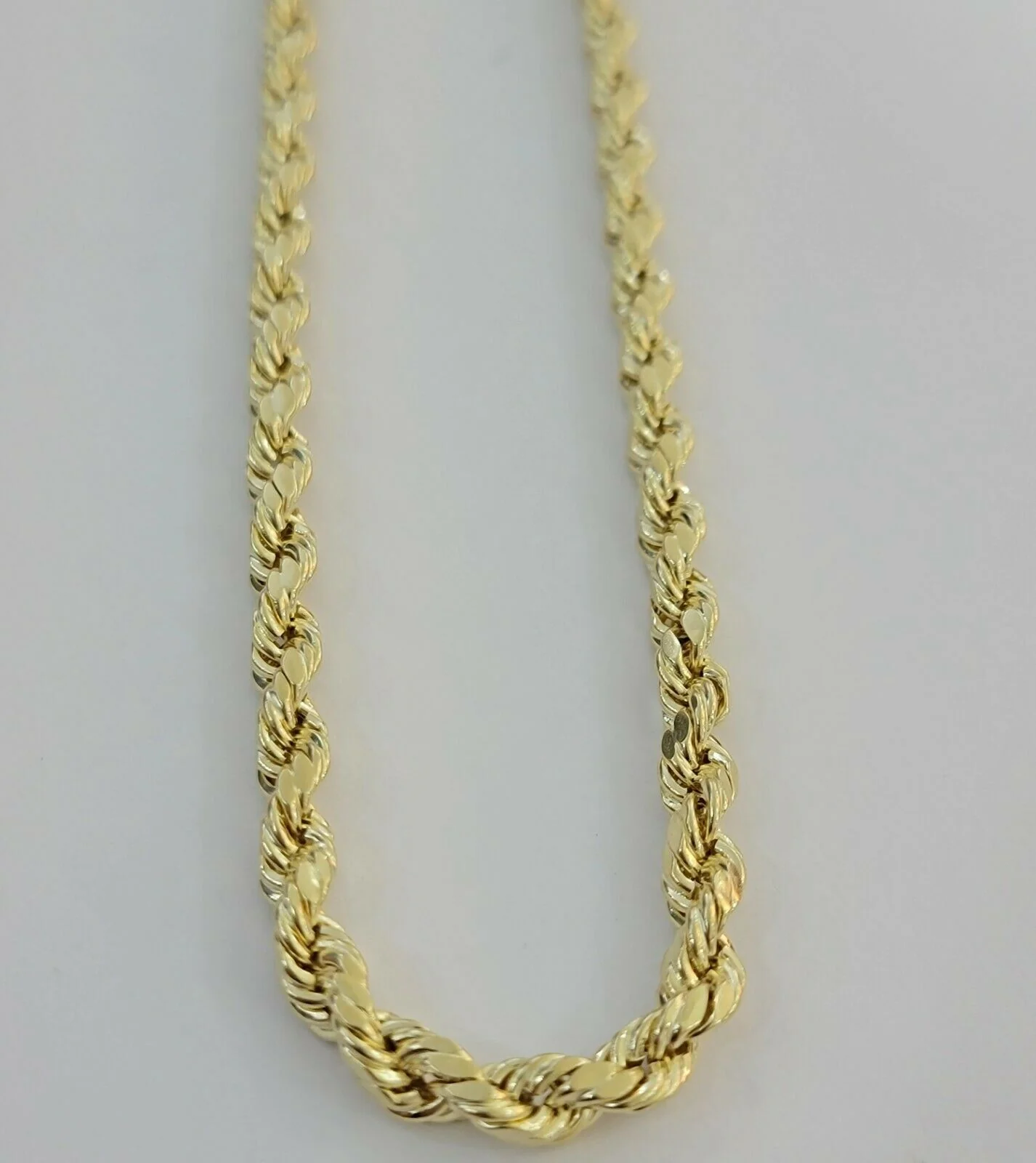 Real Gold 10k Rope Necklace Mens Chain 6mm 18"-30" Inch Yellow Gold Diamond Cuts - Image 3