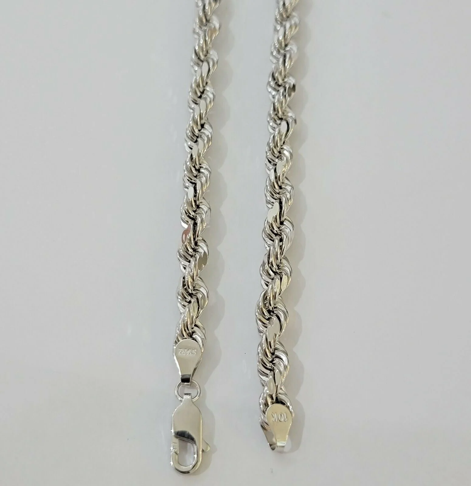 Real Gold 10k Rope Necklace Men's Chain 6mm 20" 22" 24" White Gold Diamond Cuts - Image 3
