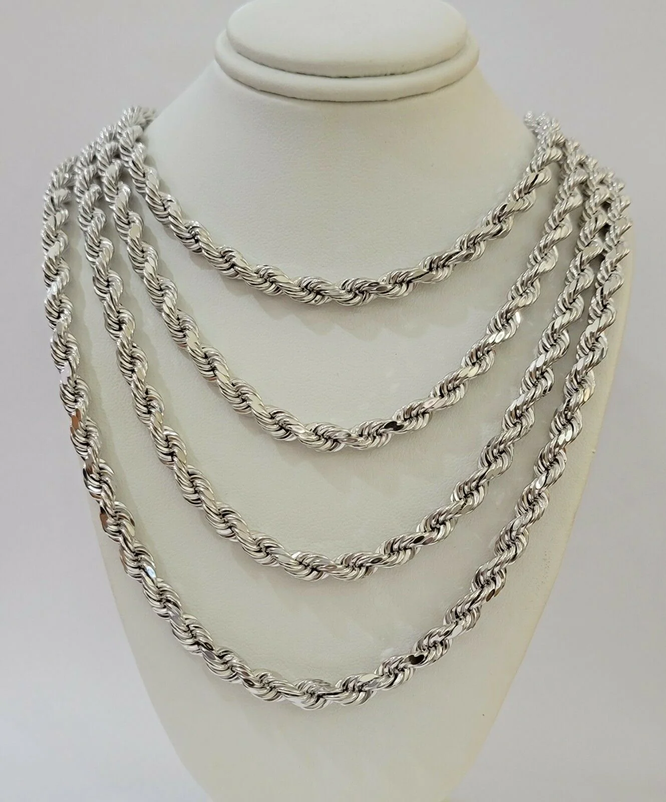 Real Gold 10k Rope Necklace Men's Chain 6mm 20" 22" 24" White Gold Diamond Cuts - Image 7