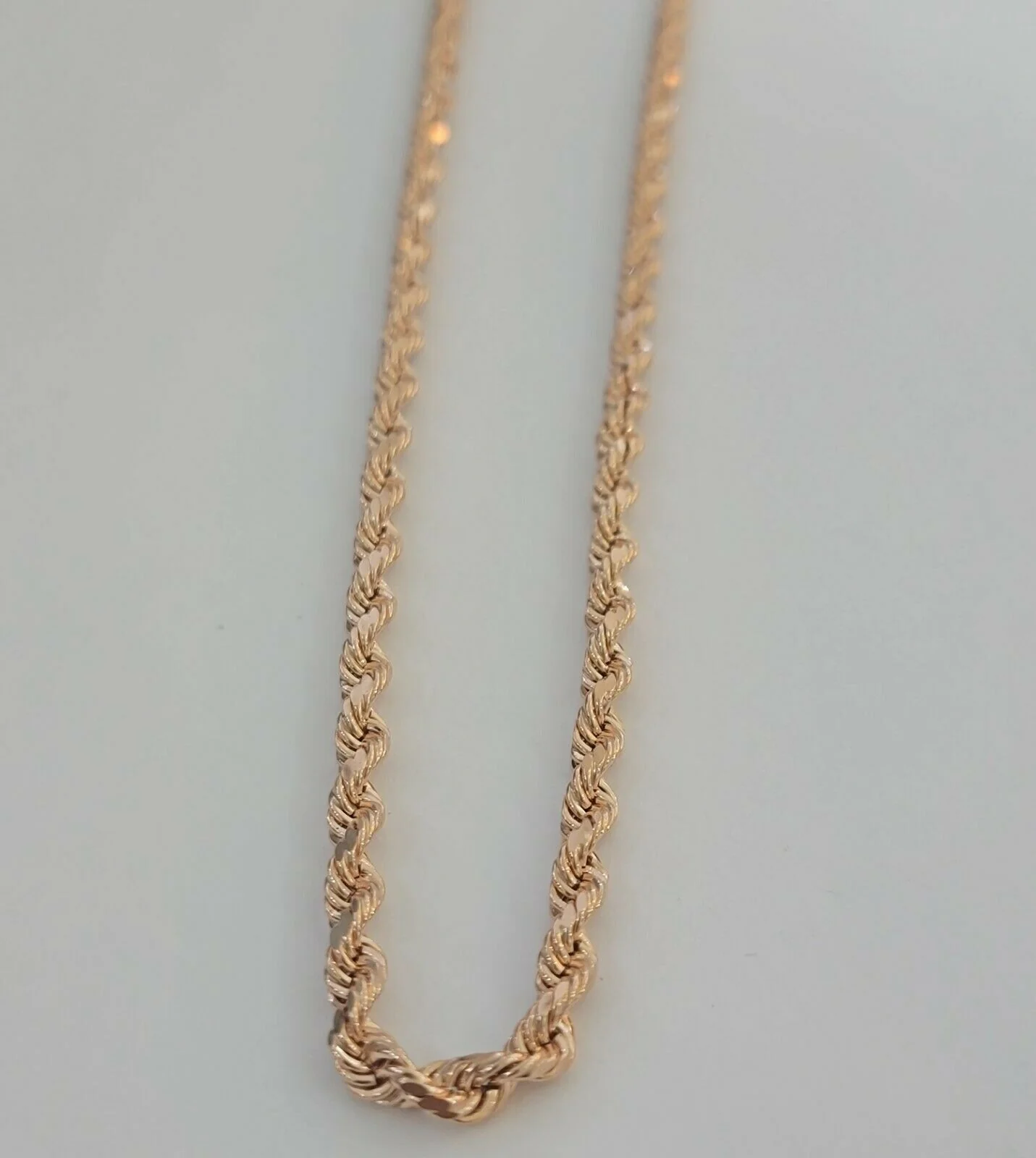 Real Gold 10k Rose Gold Rope Necklace Men Chain 4mm 20"-26" Inch 10kt Men Women - Image 3