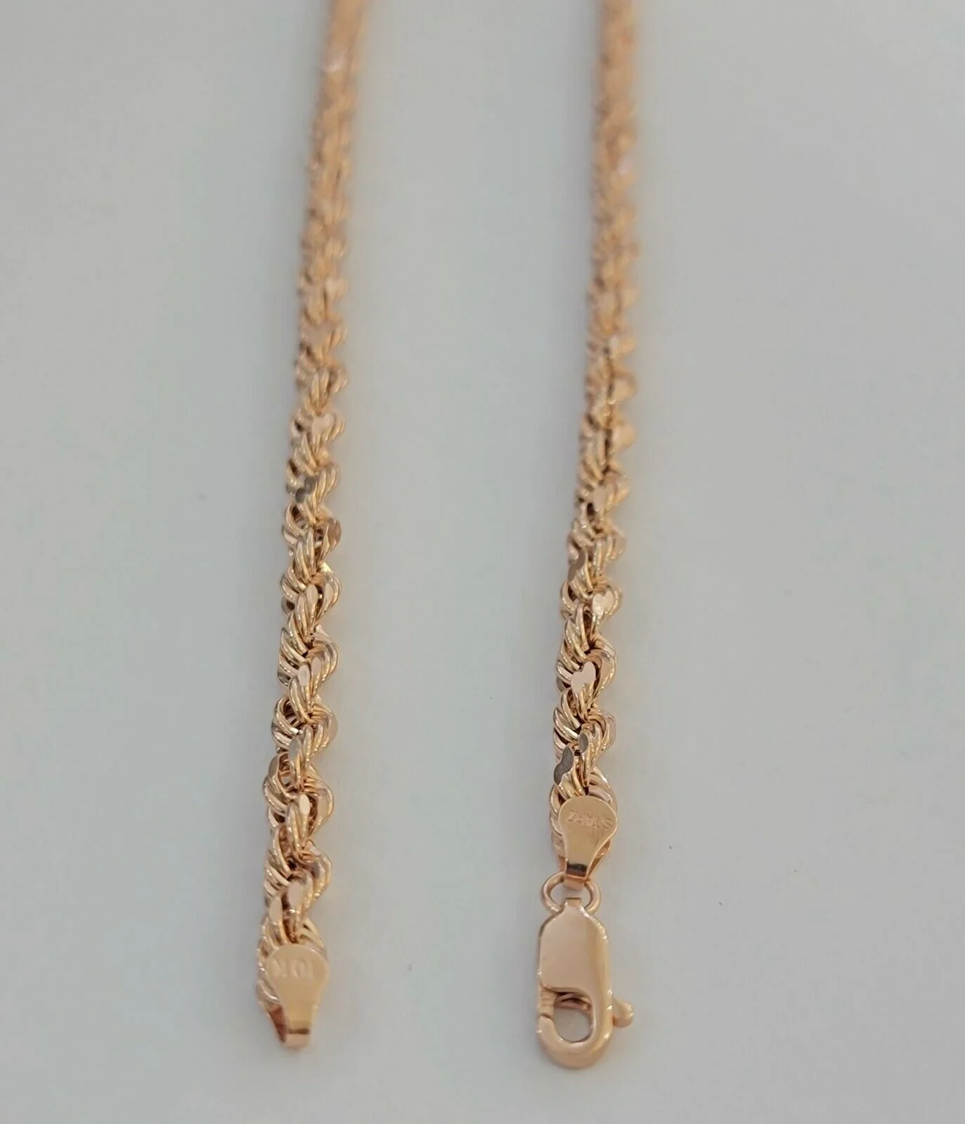 Real Gold 10k Rose Gold Rope Necklace Men Chain 4mm 20"-26" Inch 10kt Men Women - Image 6