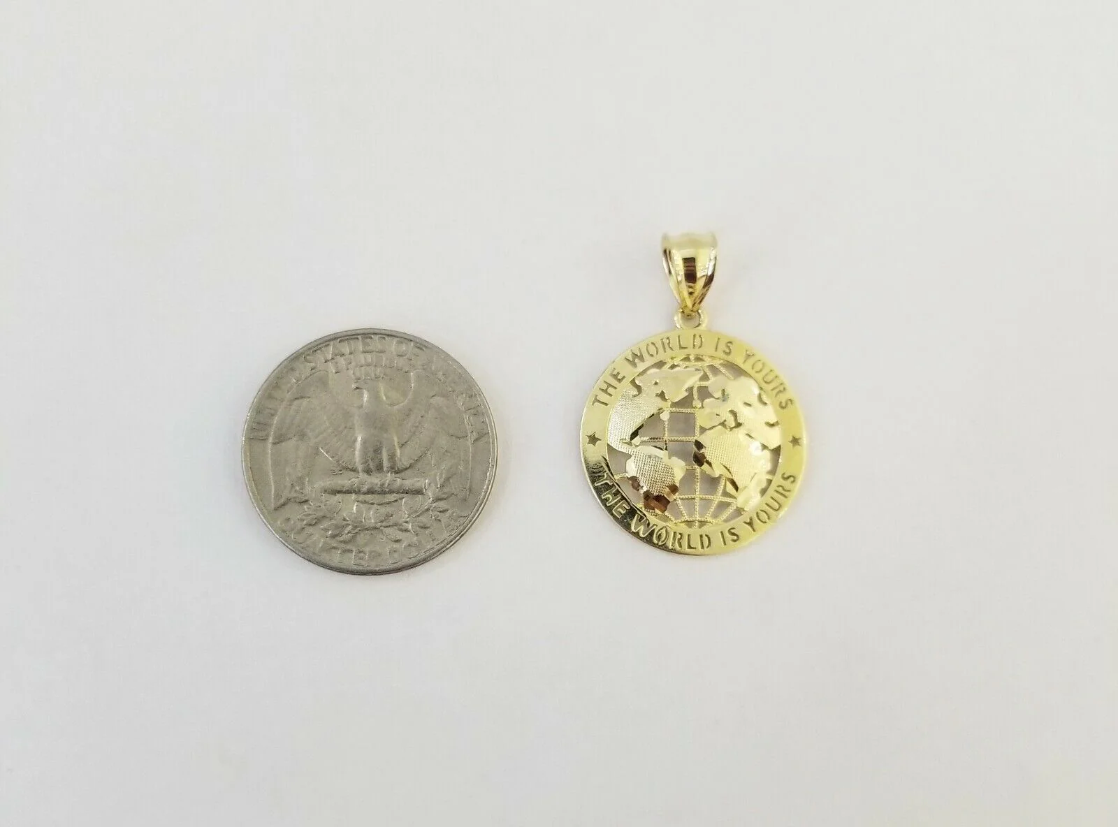 Real Gold 10k The World is Yours  Map Pendant Diamond Cut 10kt - Image 6
