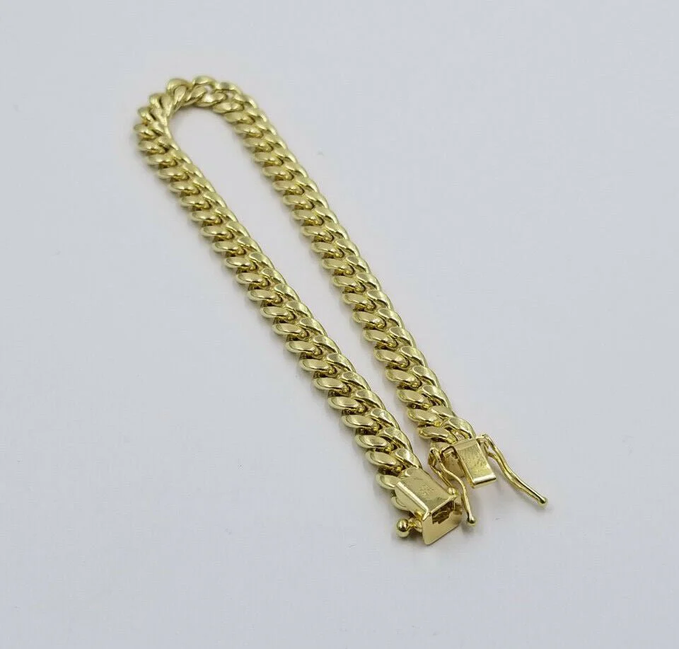 Real Gold 10k yellow Gold Cuban link bracelet 6mm 8" Long Box Lock men's Strong - Image 3