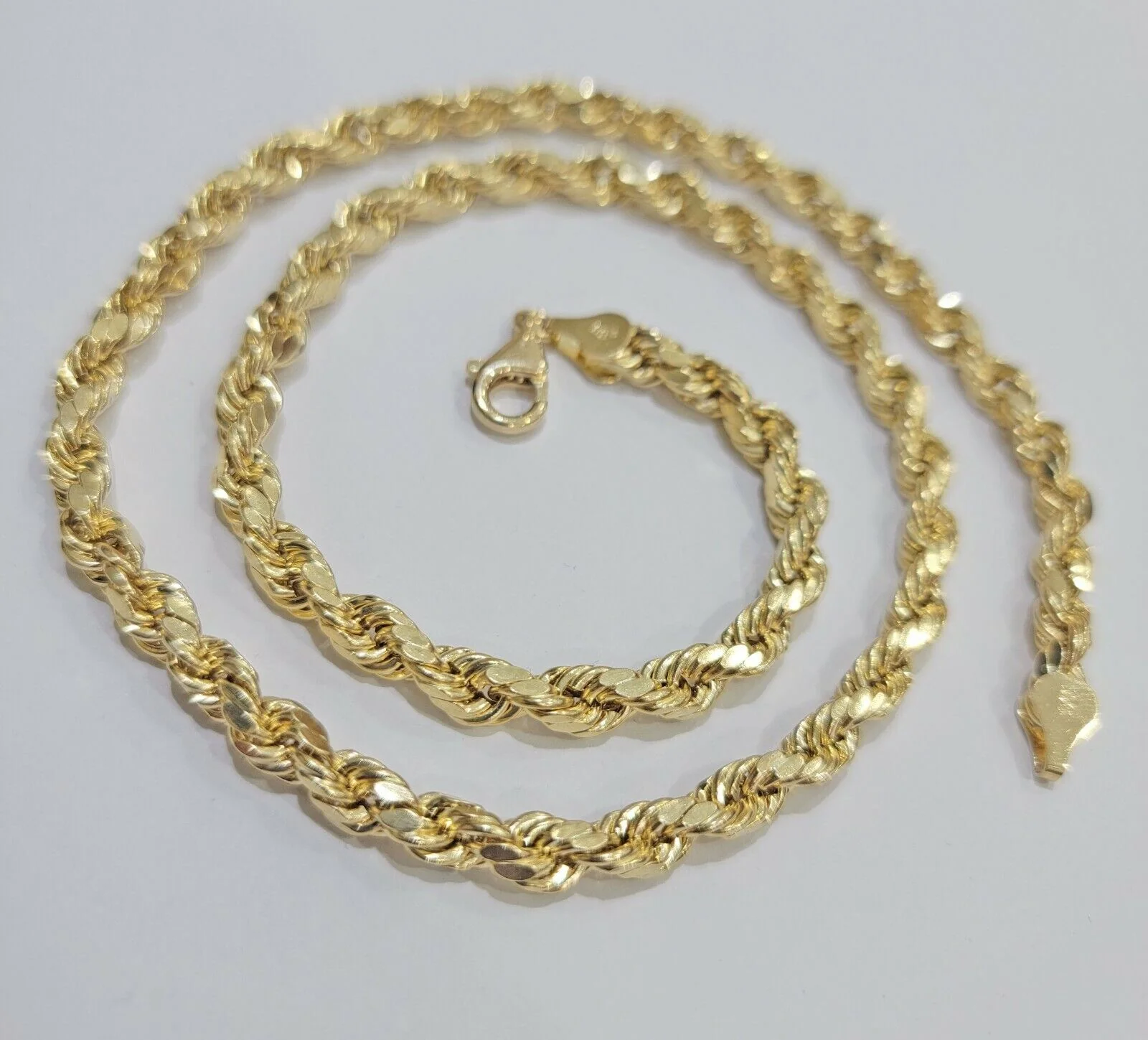 Real Gold 10k Yellow Gold Rope Chain Necklace 6mm 18 Inch Choker - Image 4