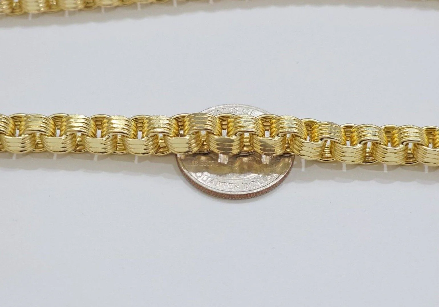 Real Gold Box Byzantine Chain Necklace 7.5mm 10K Yellow 20 Inches Men 10KT SALE - Image 10