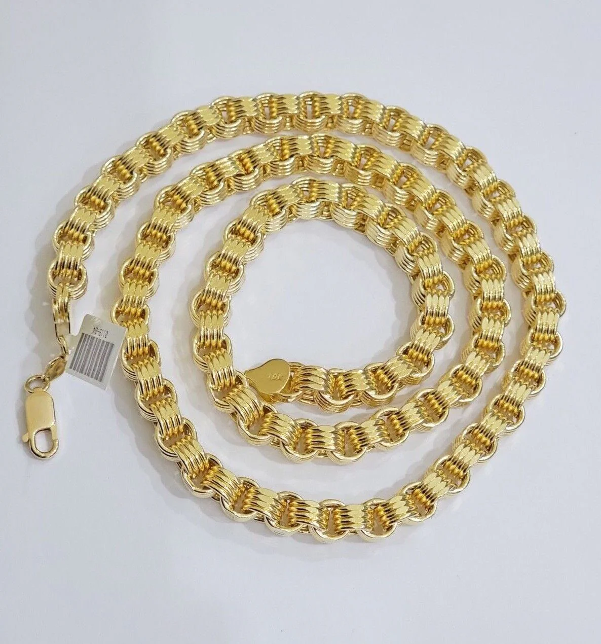 Real Gold Box Byzantine Chain Necklace 7.5mm 10K Yellow 22 Inches Men 10KT SALE - Image 10