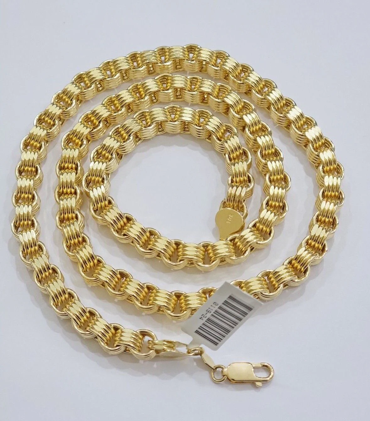 Real Gold Box Byzantine Chain Necklace 7.5mm 10K Yellow 22 Inches Men 10KT SALE - Image 8
