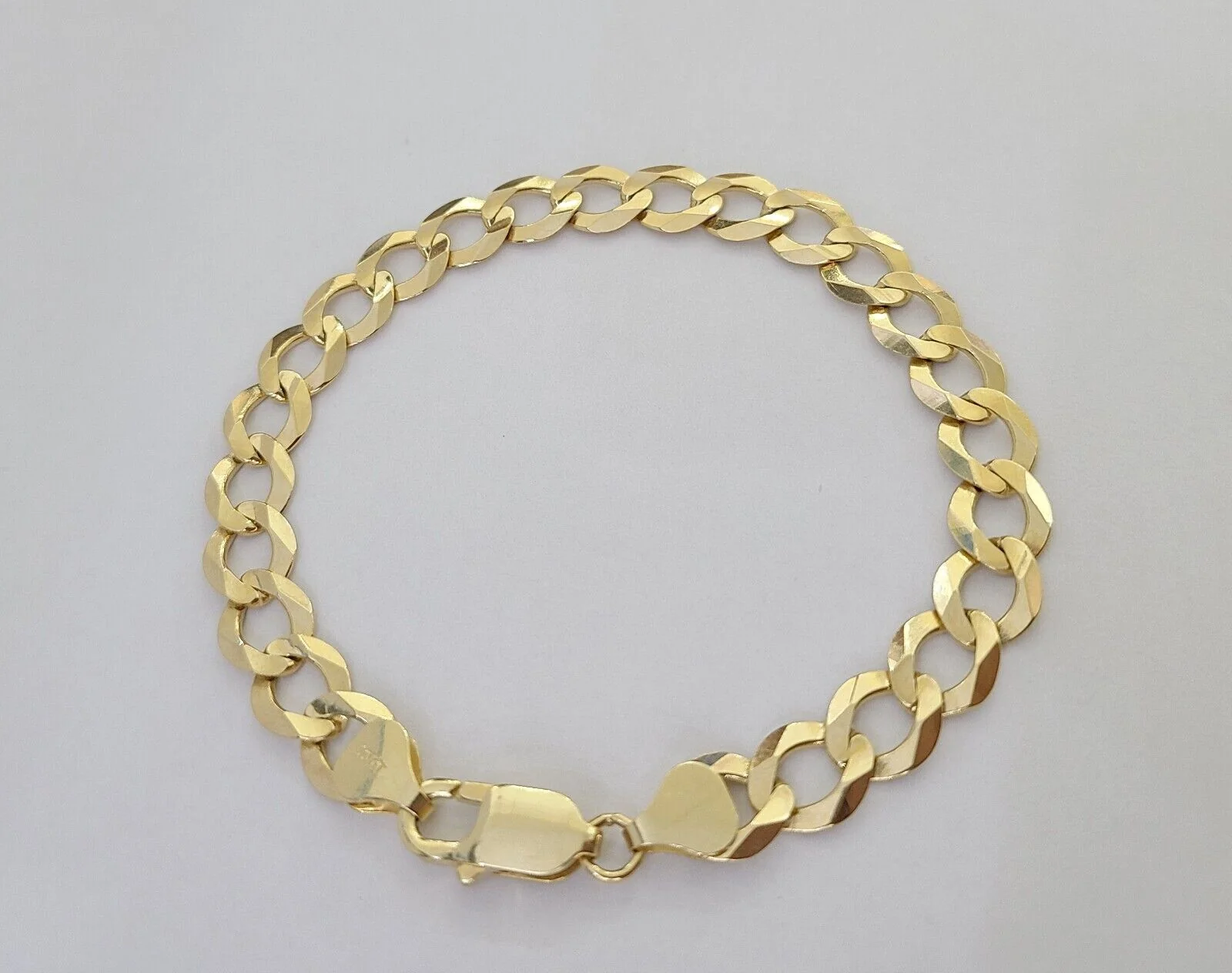 Real Gold Bracelet 10k Gold 8mm Link 8 Inch Men Women Cuban Curb Link