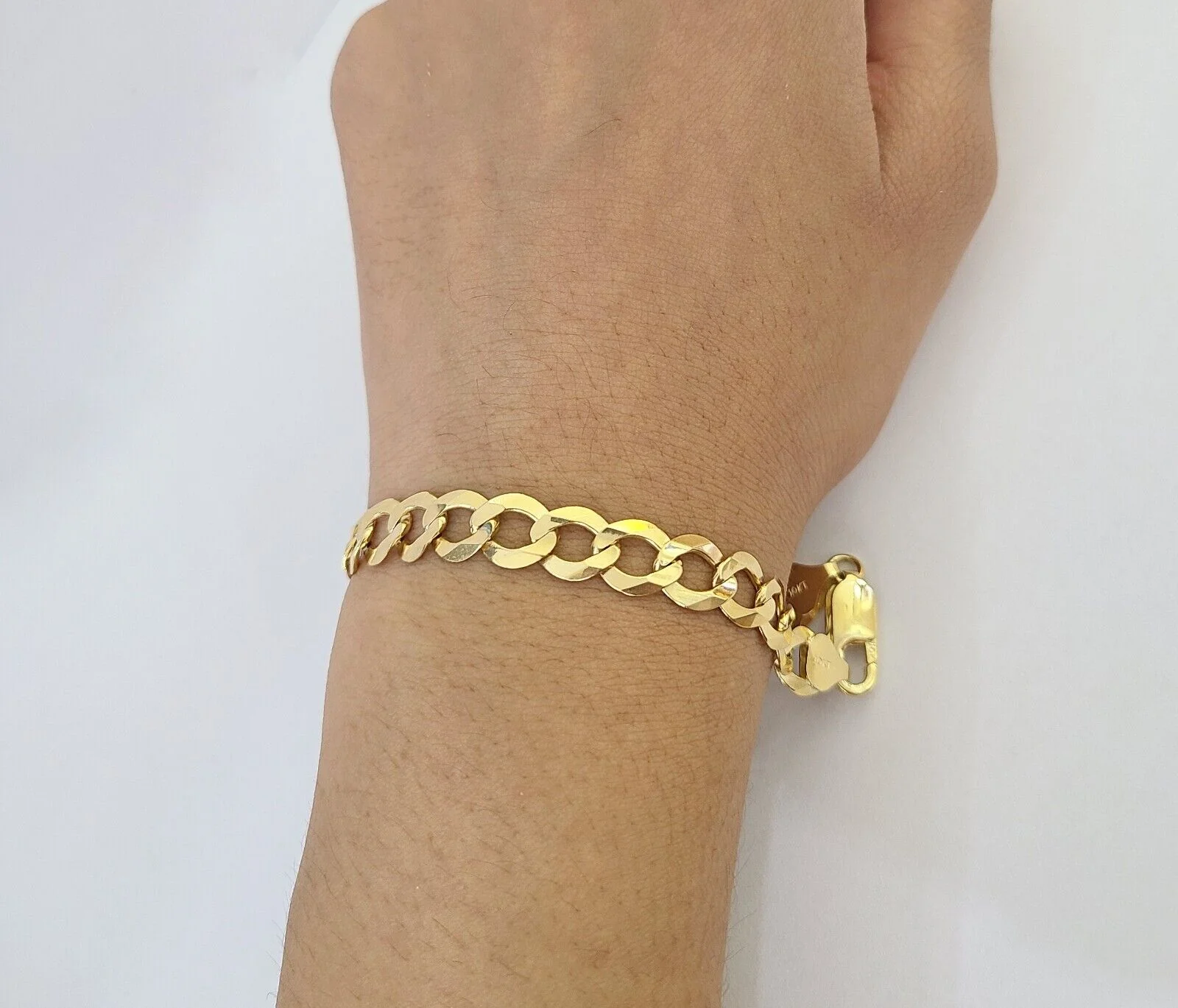 Real Gold Bracelet 10k Gold 8mm Link 8 Inch Men Women Cuban Curb Link - Image 2