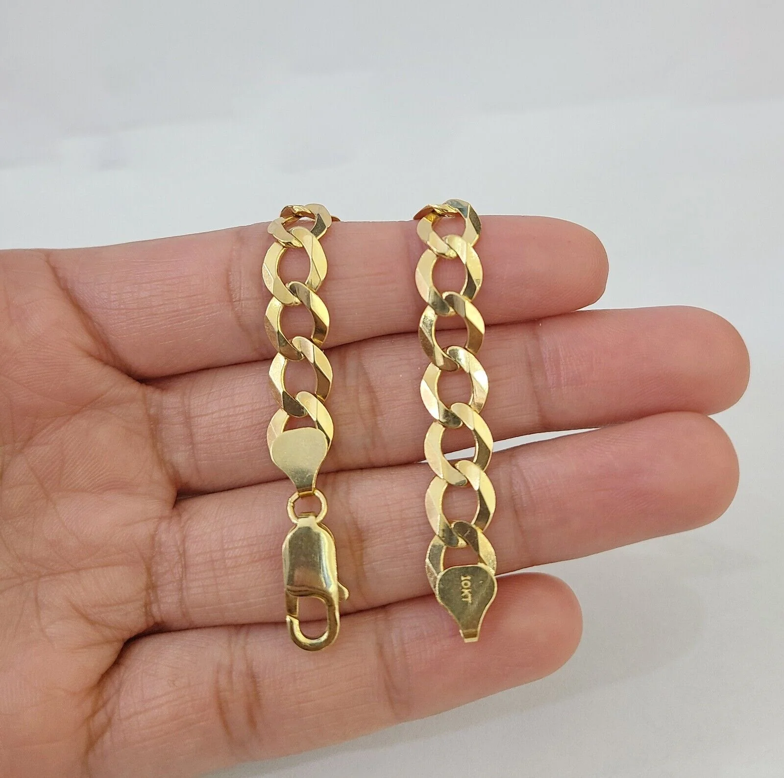 Real Gold Bracelet 10k Gold 8mm Link 8 Inch Men Women Cuban Curb Link - Image 3