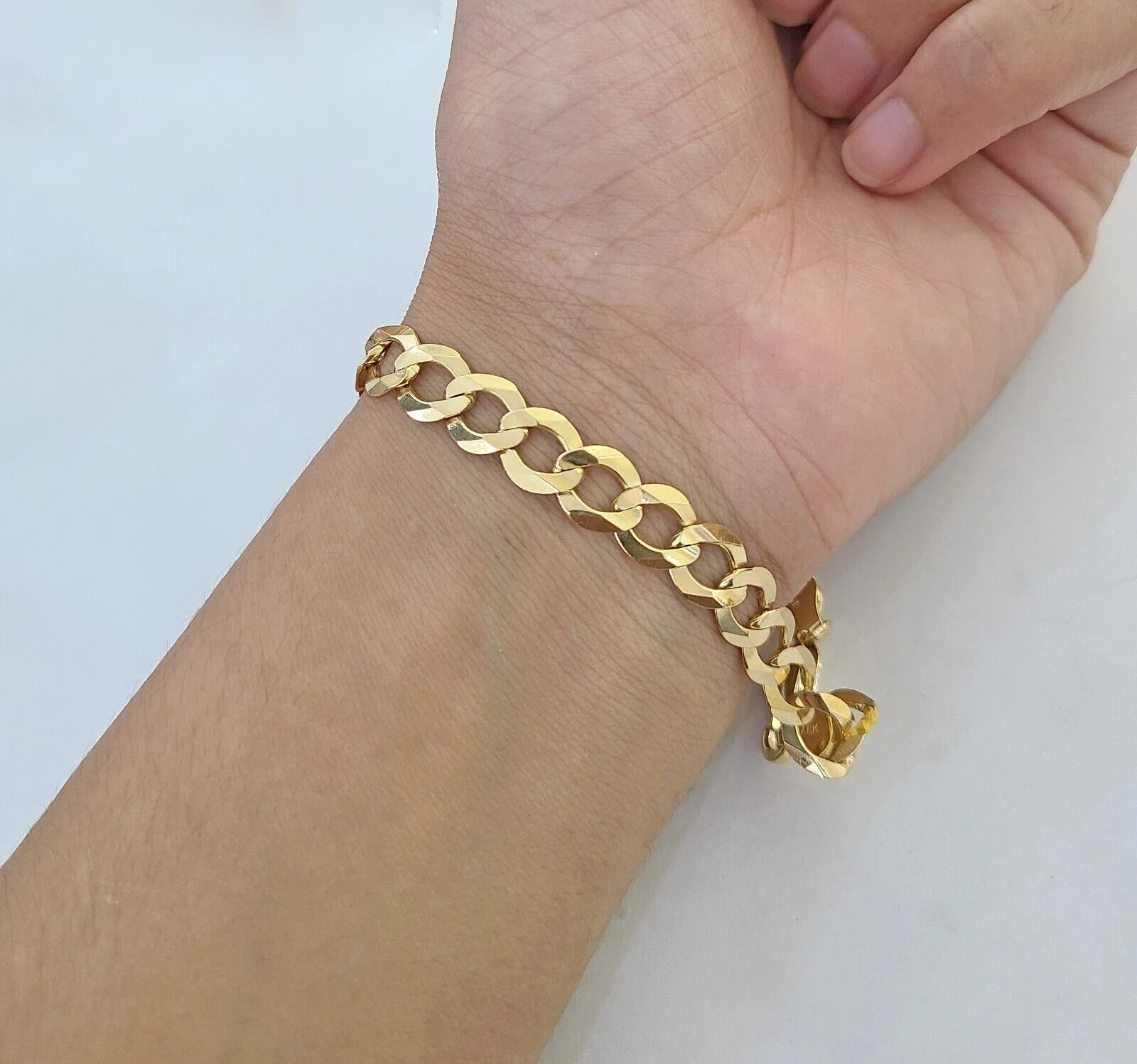 Real Gold Bracelet 10k Gold 8mm Link 8 Inch Men Women Cuban Curb Link - Image 5