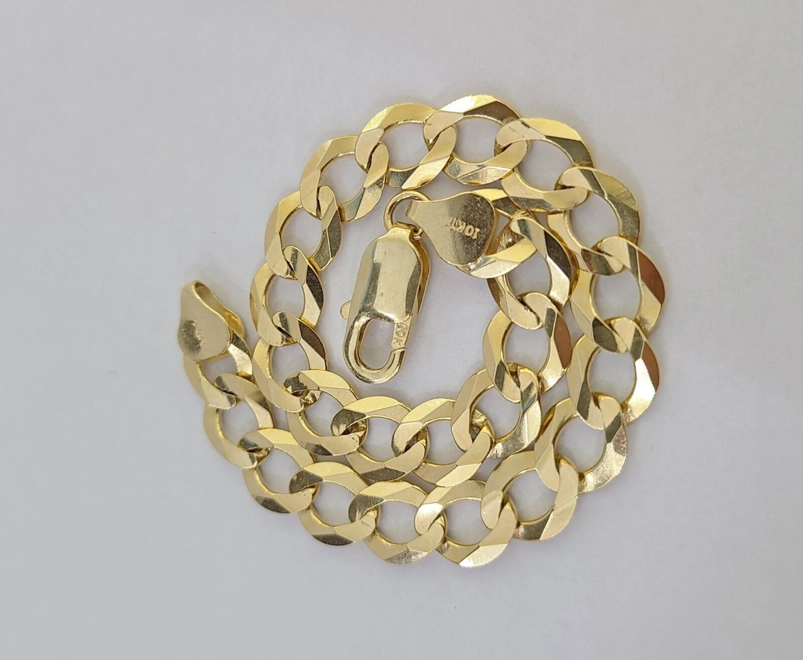 Real Gold Bracelet 10k Gold 8mm Link 8 Inch Men Women Cuban Curb Link - Image 6