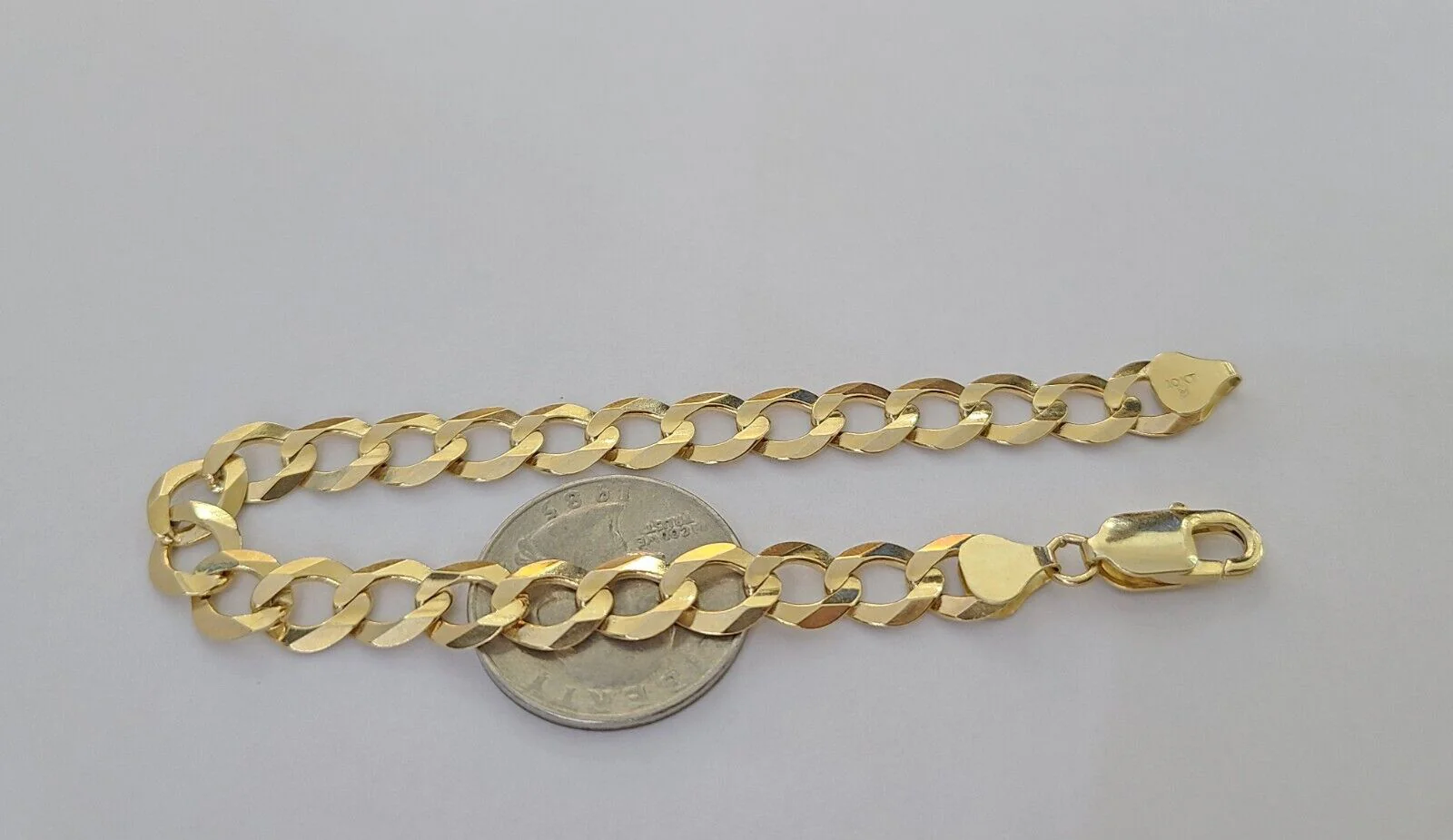 Real Gold Bracelet 10k Gold 8mm Link 8 Inch Men Women Cuban Curb Link - Image 7