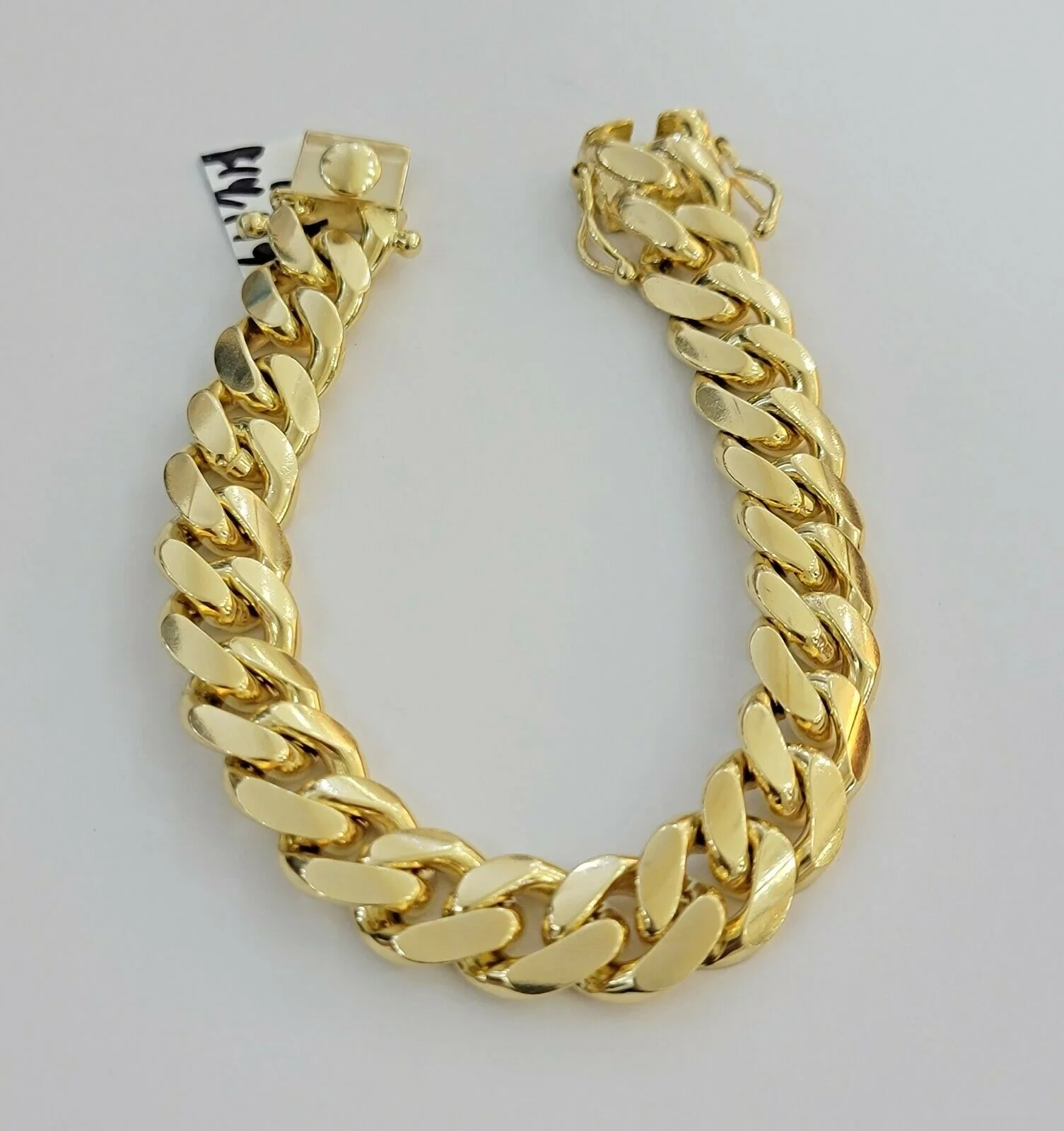 Real Gold Bracelet Solid 10k Mens Miami Cuban Link 13mm 10 kt Yellow Gold Box 8" - Image 3