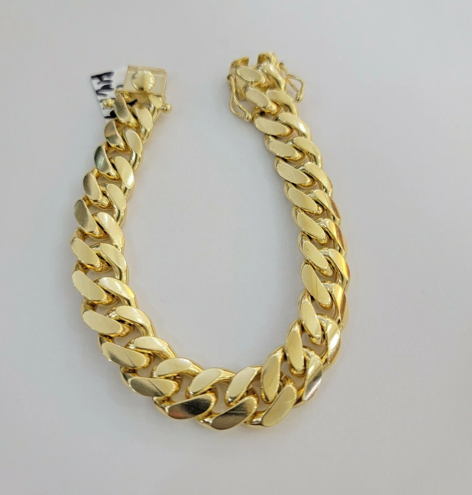 Real Gold Bracelet Solid 10k Mens Miami Cuban Link 13mm 10 kt Yellow Gold Box 8" - Image 4