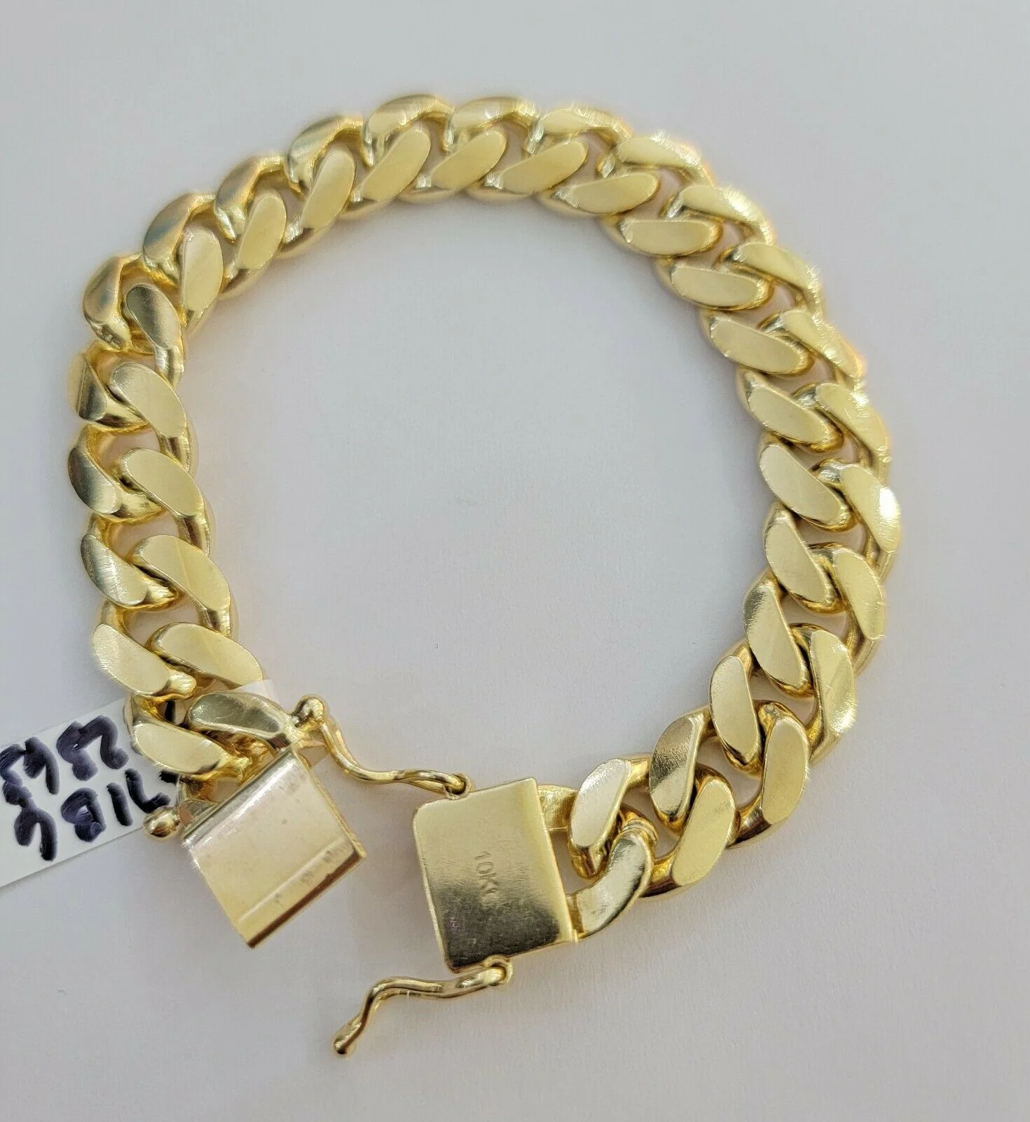 Real Gold Bracelet Solid 10k Mens Miami Cuban Link 13mm 10 kt Yellow Gold Box 8" - Image 7