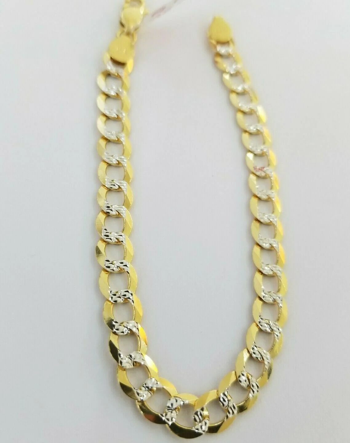 Real Gold Bracelet Solid 14k Cuban Curb Link FOR  ladies 7.5" Diamond Cut 7.5mm - Image 2