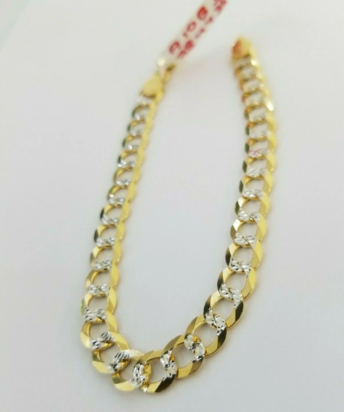 Real Gold Bracelet Solid 14k Cuban Curb Link FOR  ladies 7.5" Diamond Cut 7.5mm - Image 3