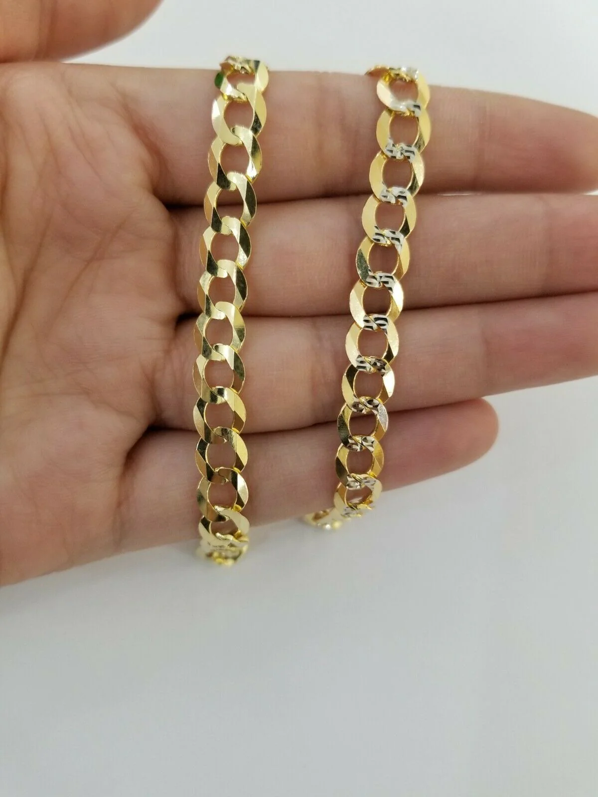 Real Gold Bracelet Solid 14k Cuban Curb Link FOR  ladies 7.5" Diamond Cut 7.5mm - Image 5