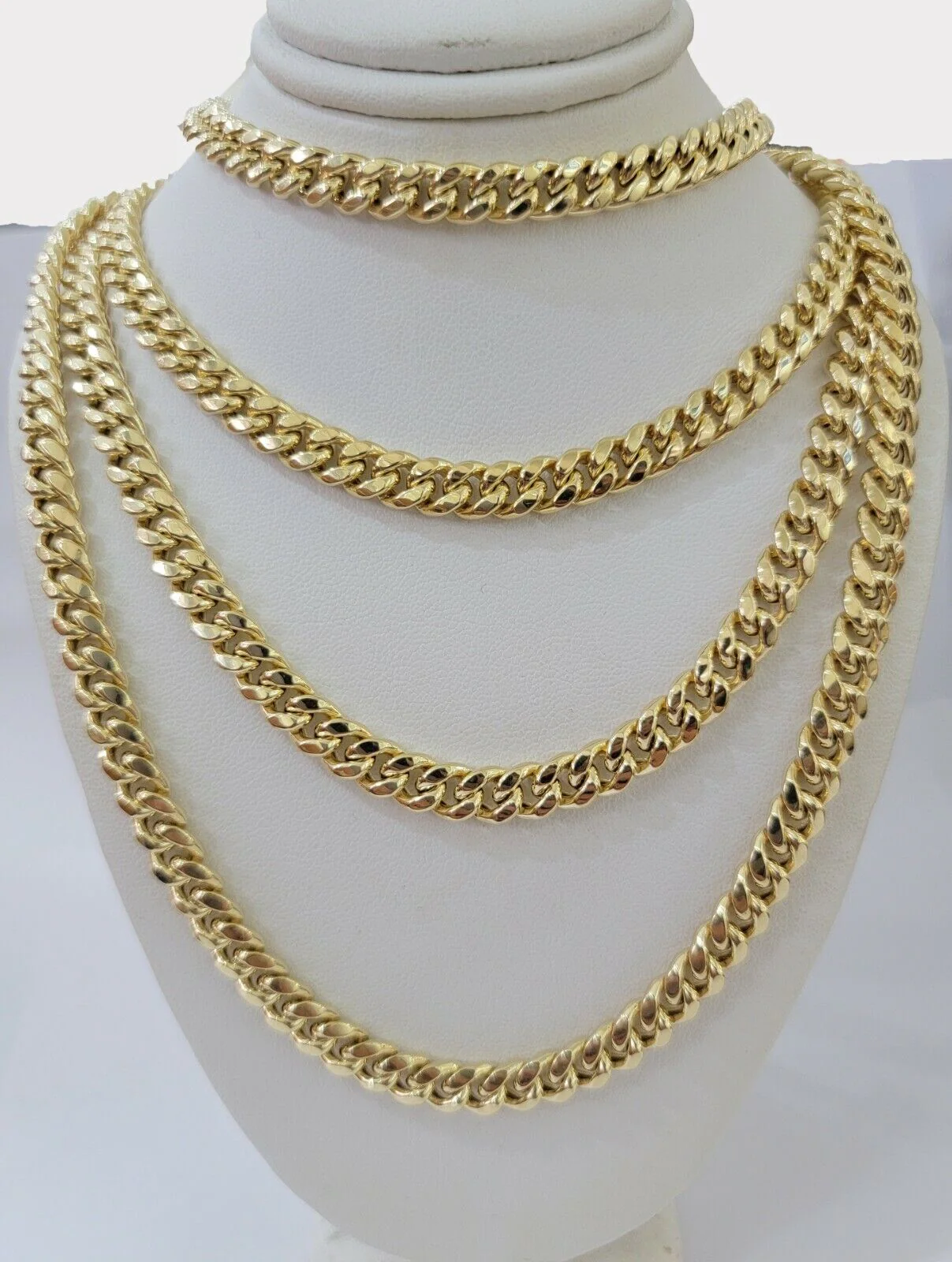 Real Gold chain 7mm 24 Inch Miami Cuban Link Necklace 10kt Yellow Gold For Mens - Image 3