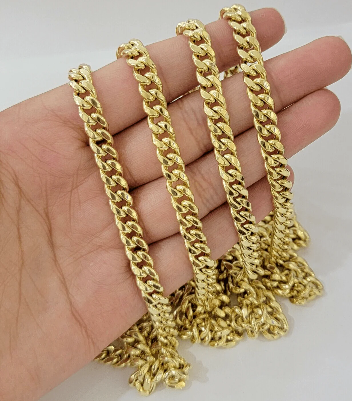 Real Gold chain 7mm 24 Inch Miami Cuban Link Necklace 10kt Yellow Gold For Mens - Image 4