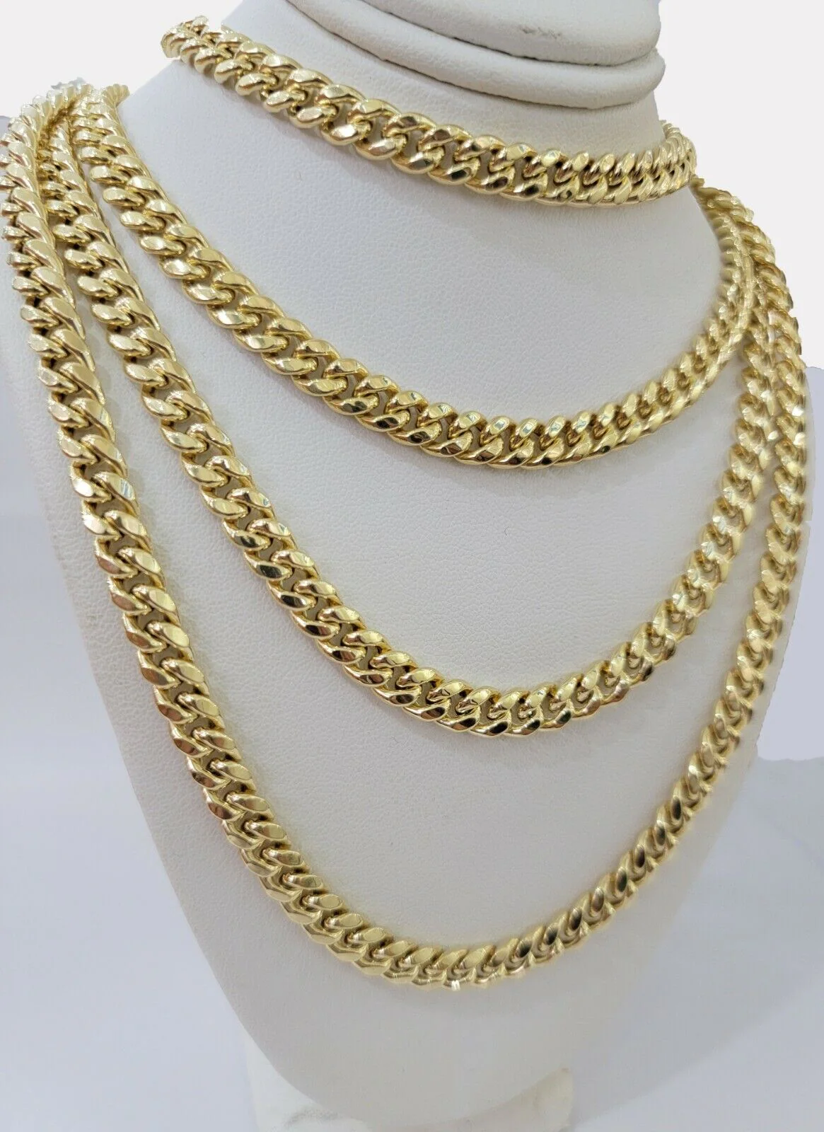 Real Gold chain 7mm 24 Inch Miami Cuban Link Necklace 10kt Yellow Gold For Mens - Image 6