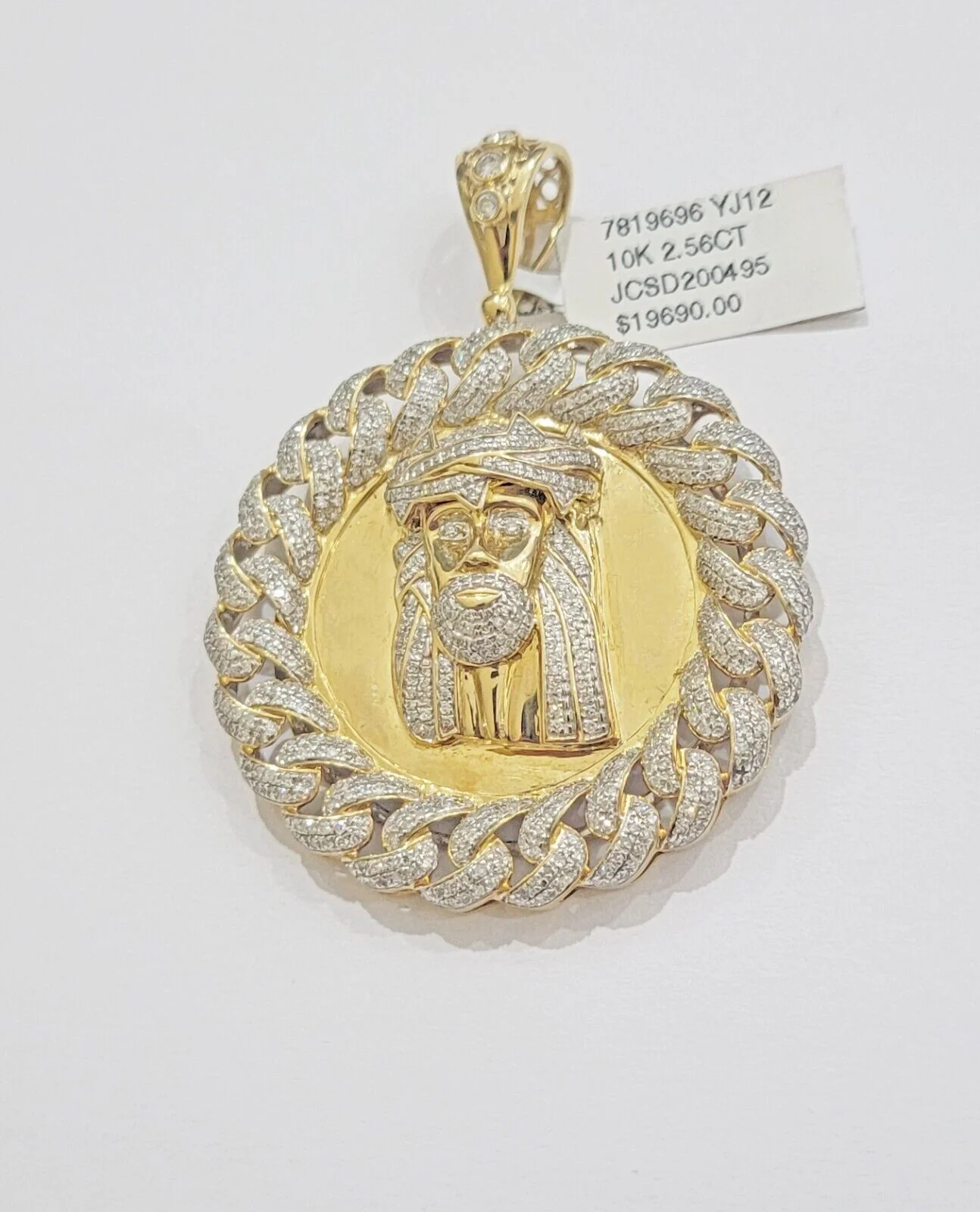 Real Gold Diamond jeus head Charm Pendant 10k yellow Gold 2.50CT Mens 2.3 Inch - Image 4