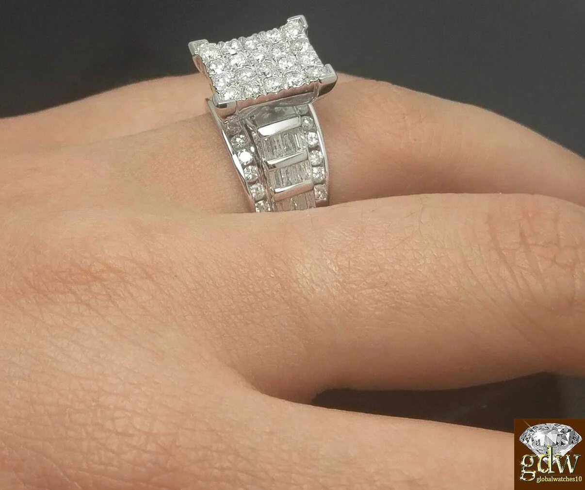REAL Gold Diamond Ladies Ring 2Ct Diamond 10k White Gold Engagement Wedding Band - Image 2