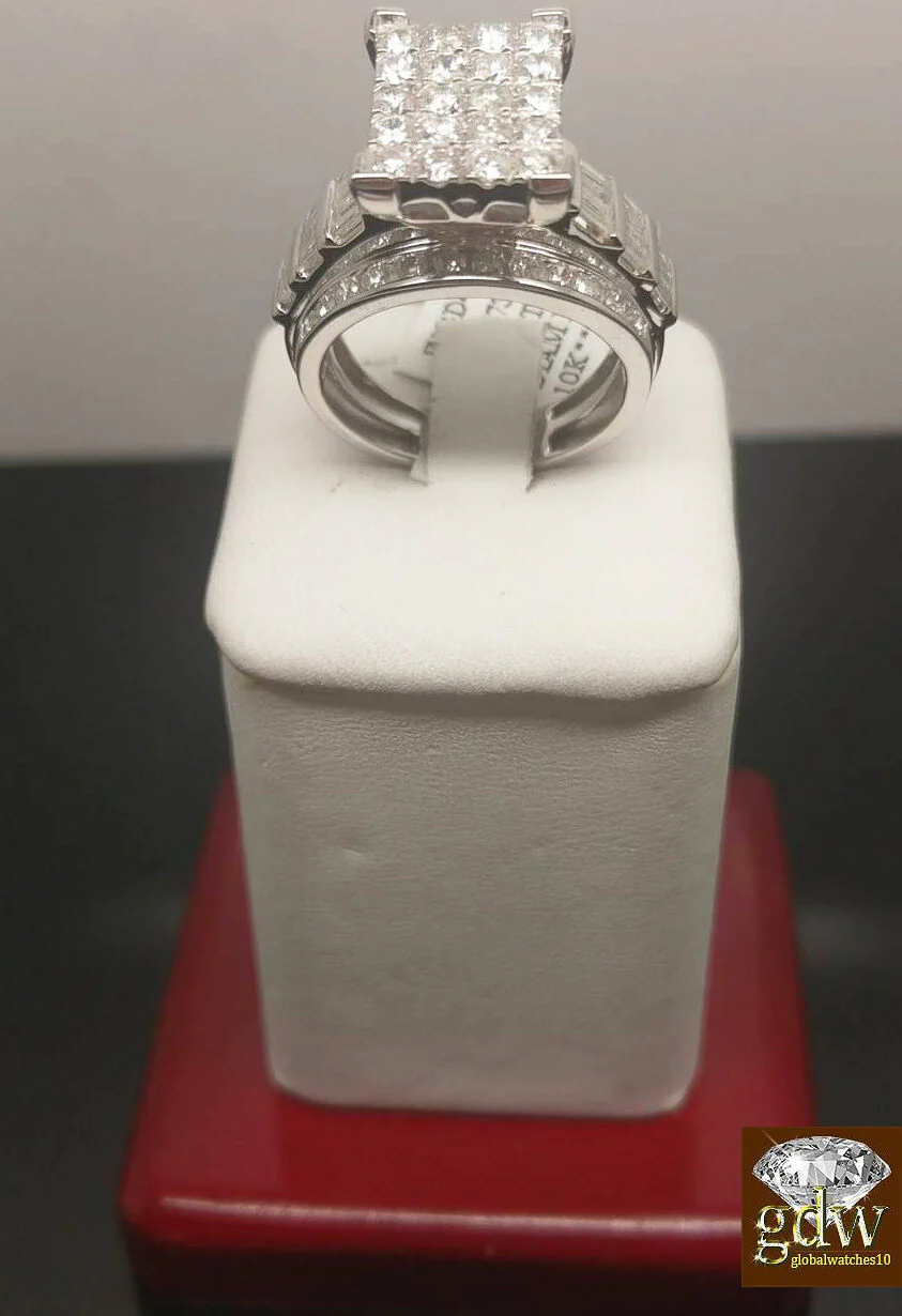 REAL Gold Diamond Ladies Ring 2Ct Diamond 10k White Gold Engagement Wedding Band - Image 7