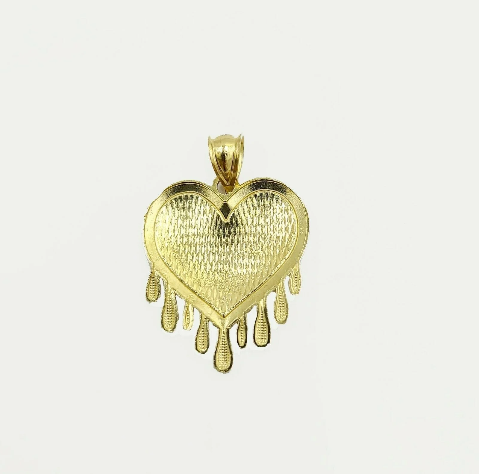 Real Gold Heart Pendant ladies Charm 10KT Yellow Gold Dripping Heart Love Oro - Image 4