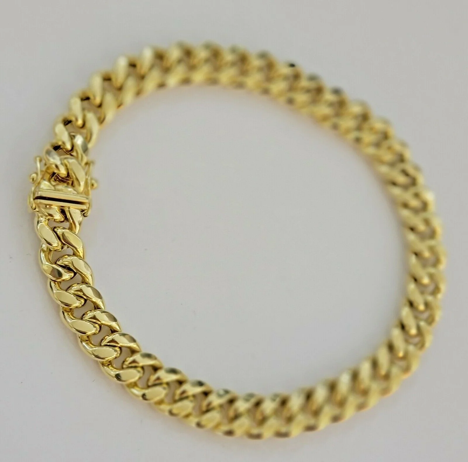 Real Gold Ladies Bracelet 10k Yellow Gold 7" Miami Cuban link Strong Link, Women - Image 4
