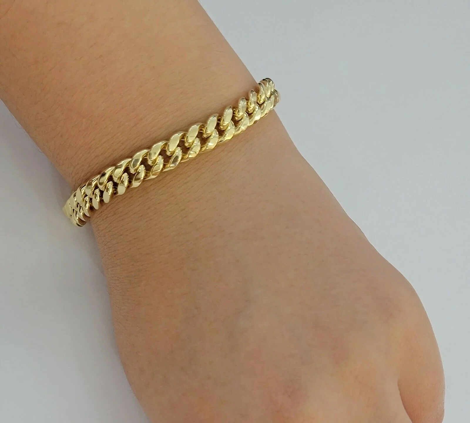 Real Gold Ladies Bracelet Miami Cuban Link 7" 8mm REAL 10kt Yellow Gold Women 10k - Image 2