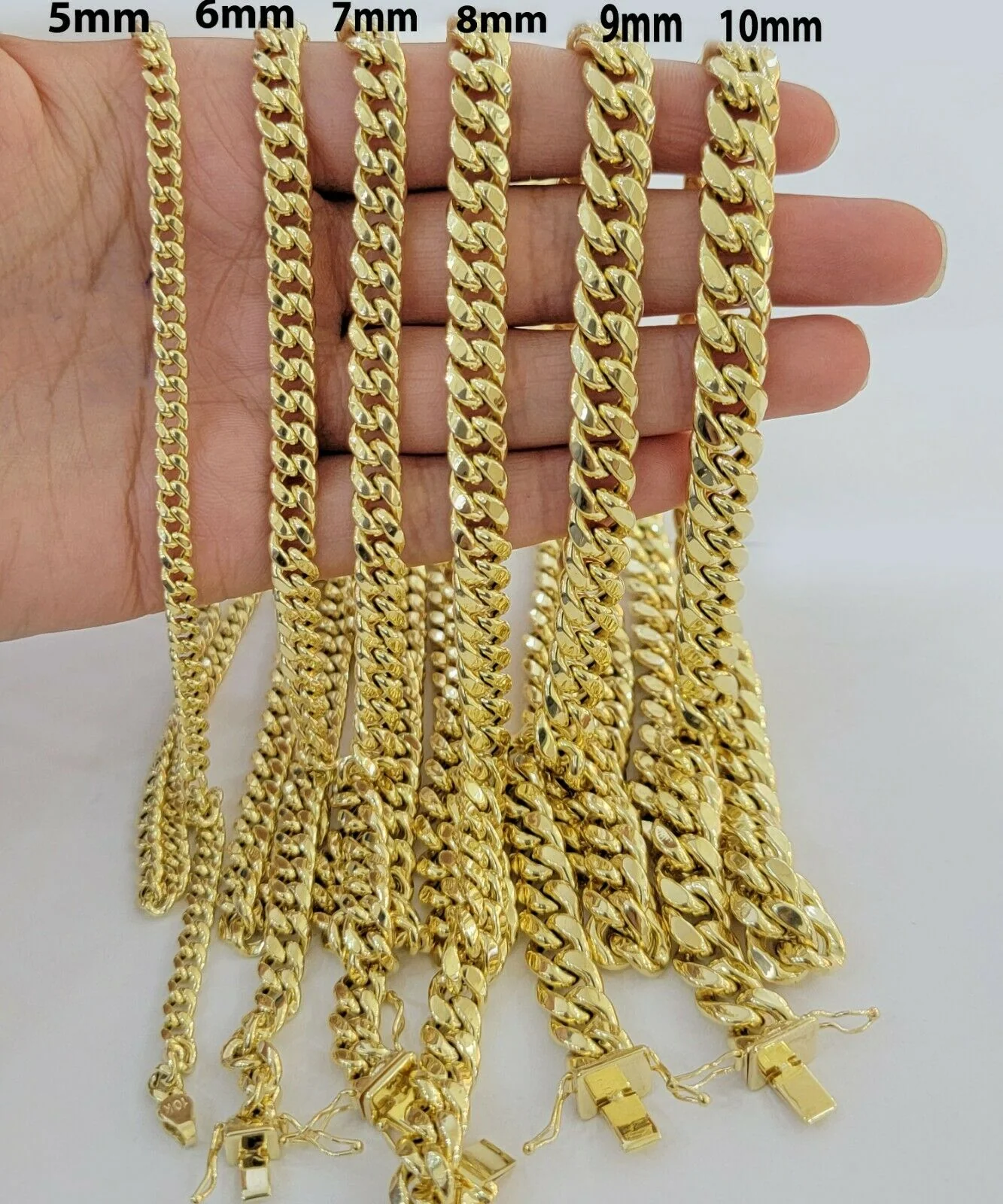 REAL 10k Yellow Gold Necklace Mens Chain Miami Cuban Link 18 Inch - 30" 6mm 7mm 8mm 9mm - Image 5