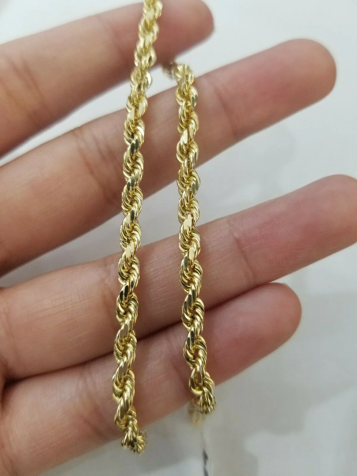 REAL Gold Rope Bracelet 7" 4mm 10kt Yellow Gold Men's Ladies Diamond Cut SOLID - Image 2