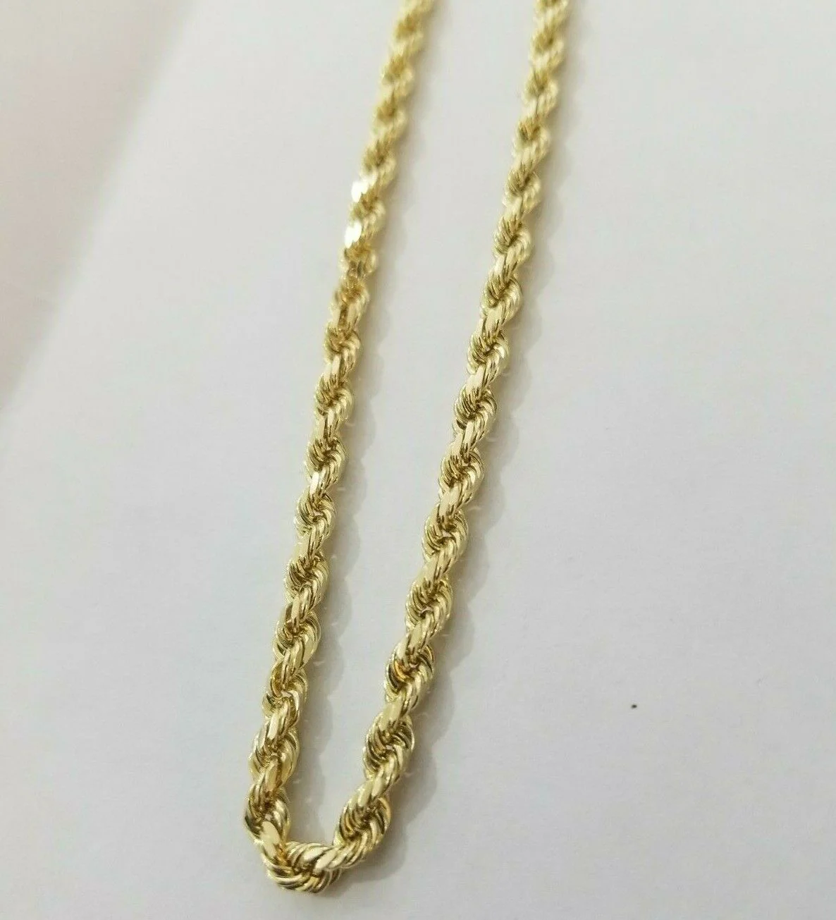 REAL Gold Rope Bracelet 7" 4mm 10kt Yellow Gold Men's Ladies Diamond Cut SOLID - Image 3