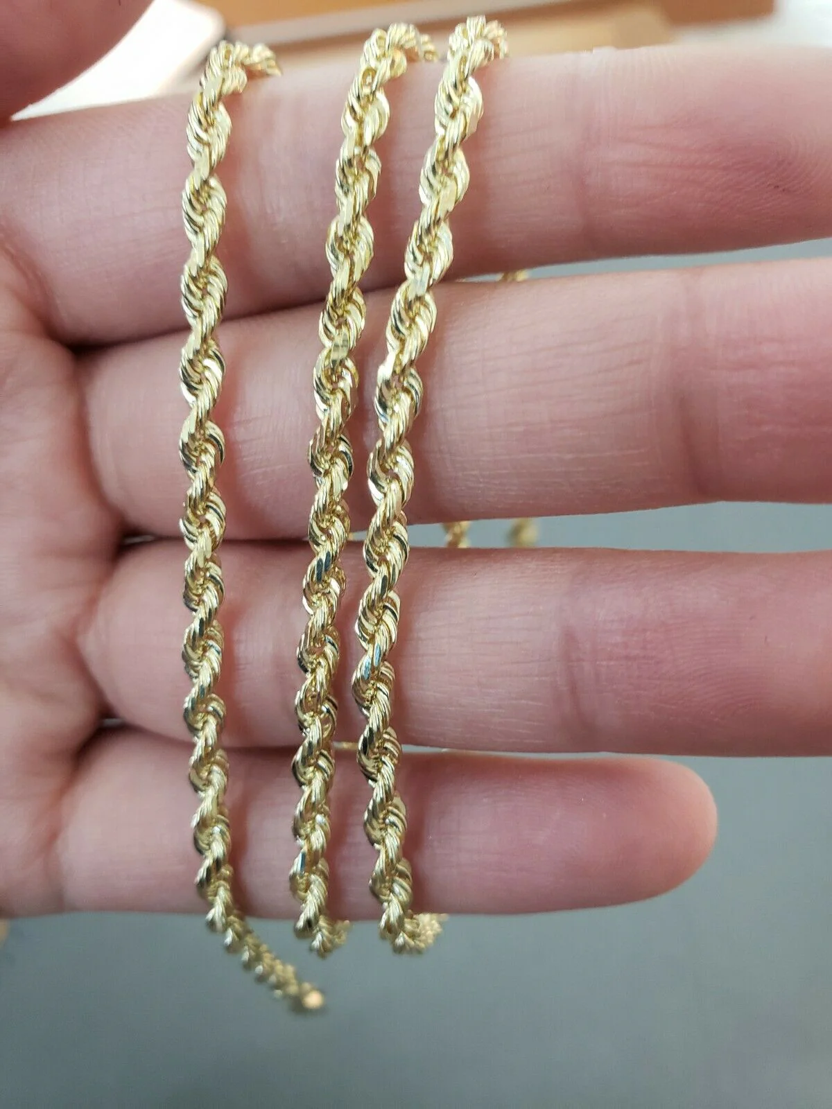 Real Gold Rope Chain Solid 14k Yellow Gold Necklace 18"-28" 3.5mm Diamond Cut - Image 4
