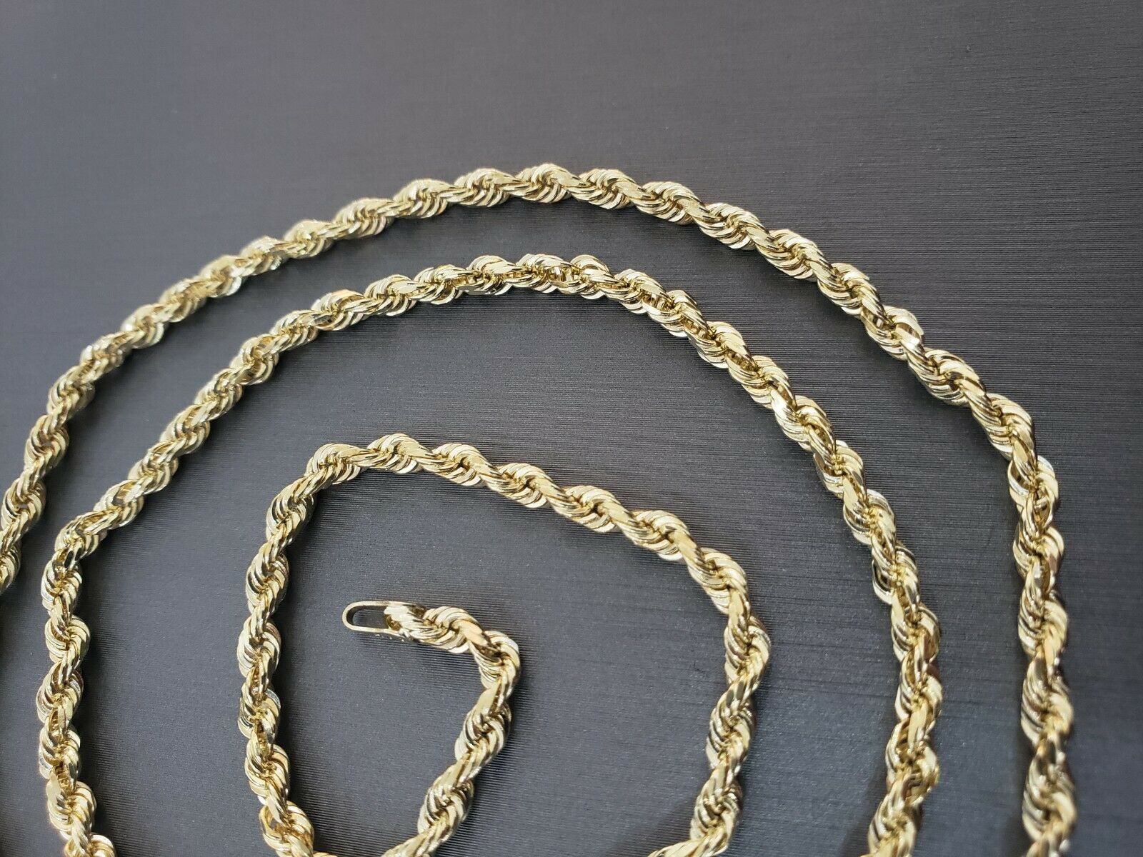 Real Gold Rope Chain Solid 14k Yellow Gold Necklace 18"-28" 3.5mm Diamond Cut - Image 5