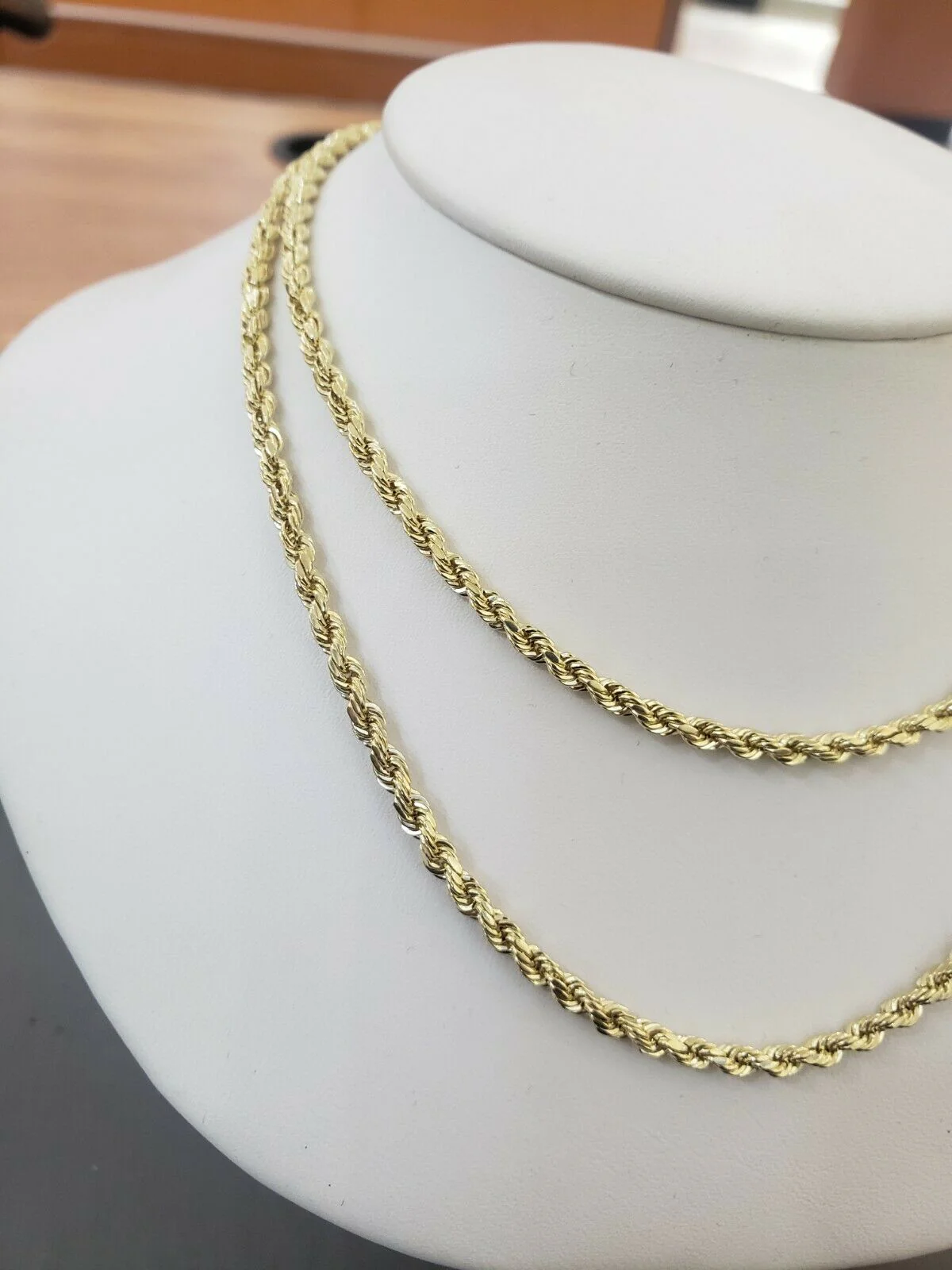 Real Gold Rope Chain Solid 14k Yellow Gold Necklace 18"-28" 3.5mm Diamond Cut - Image 9