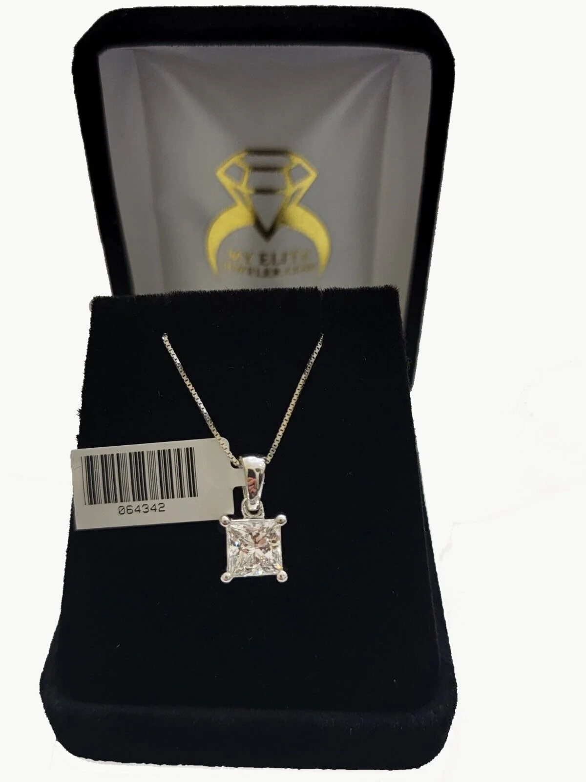 Real Ladies Diamond Solitaire Pendant 2CT 14k White Gold Princess Cut Lab-made - Image 3