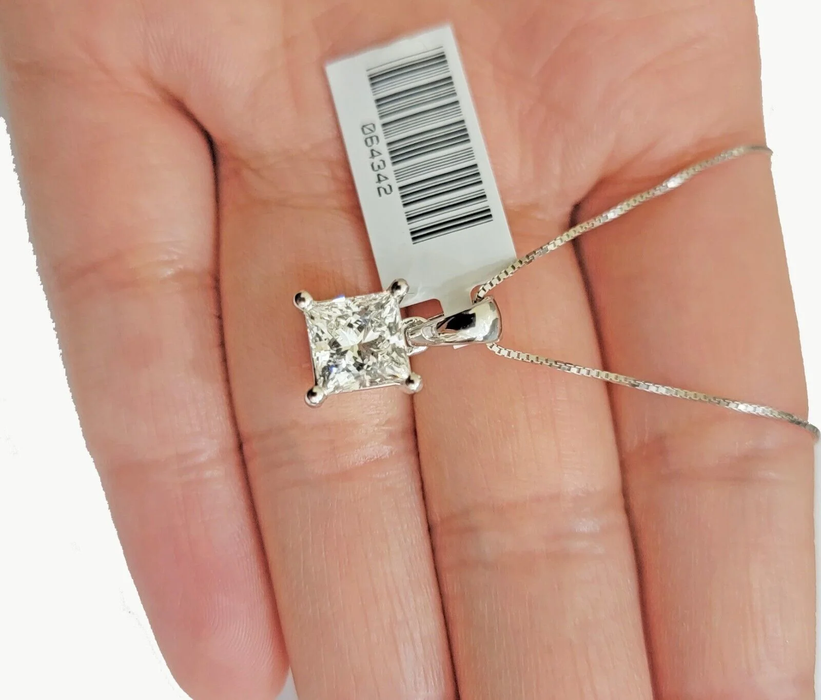 Real Ladies Diamond Solitaire Pendant 2CT 14k White Gold Princess Cut Lab-made - Image 4