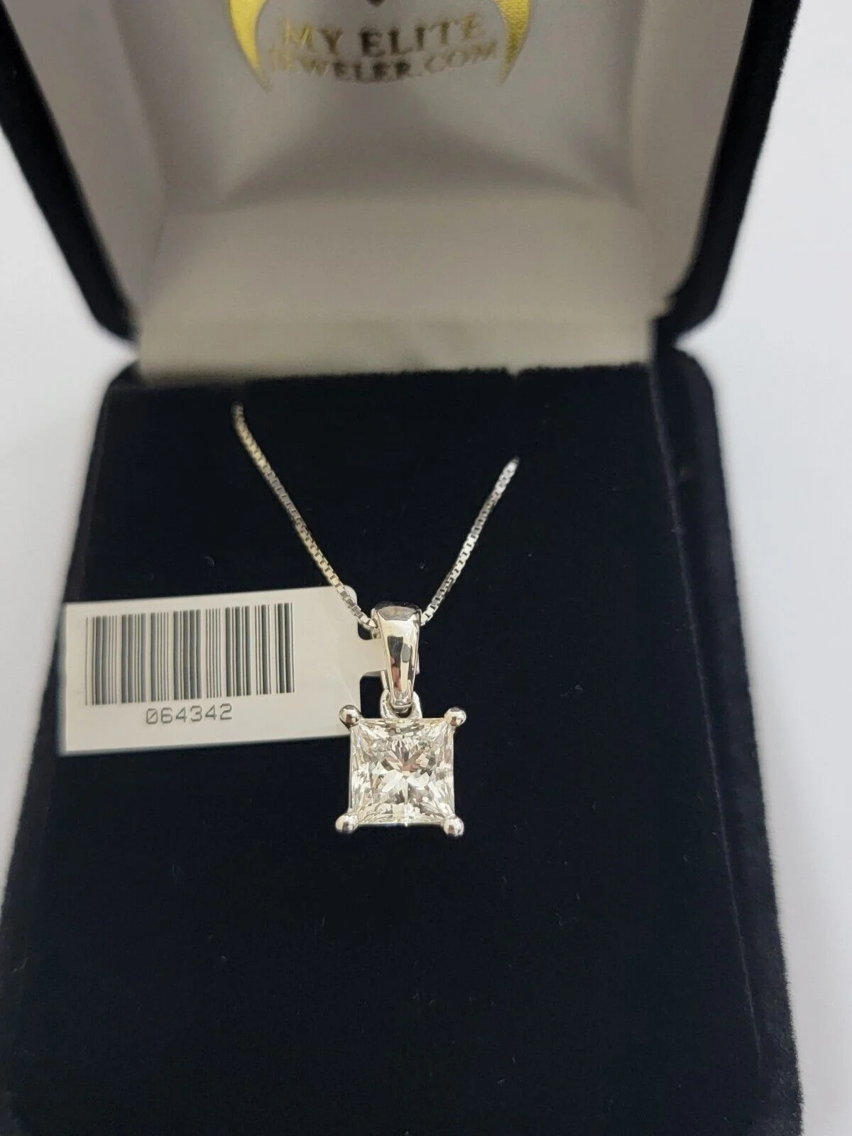 Real Ladies Diamond Solitaire Pendant 2CT 14k White Gold Princess Cut Lab-made - Image 5