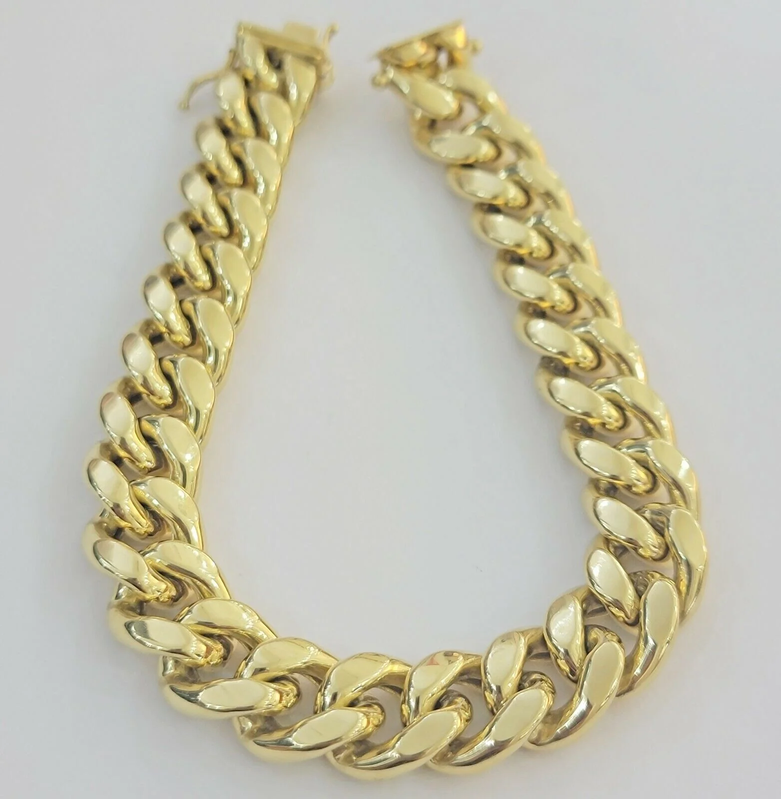 REAL Mens 10k Yellow Gold Miami Cuban Bracelet 7.5 Inch 13mm And Strong Links - Image 3