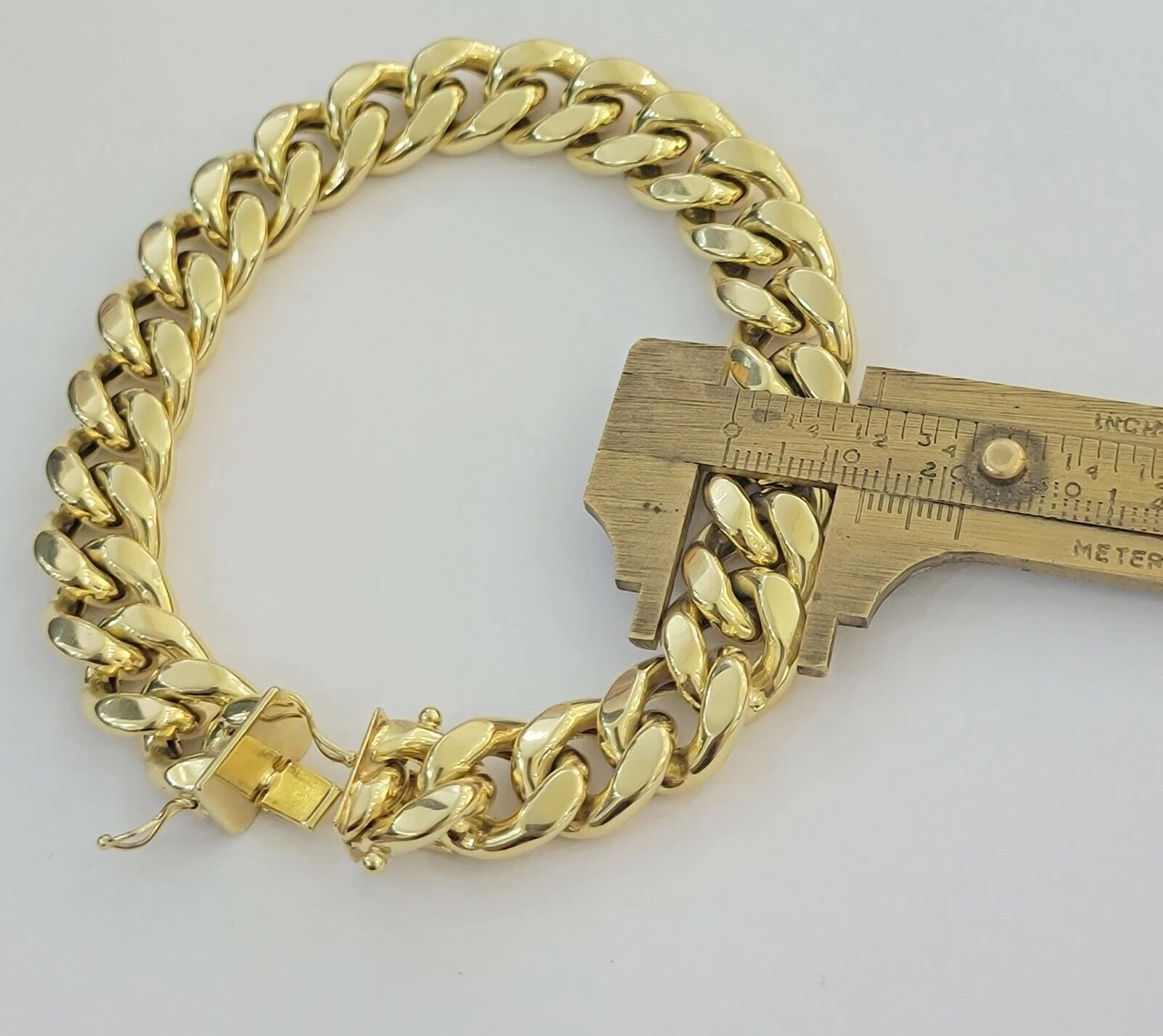 REAL Mens 10k Yellow Gold Miami Cuban Bracelet 7.5 Inch 13mm And Strong Links - Image 5