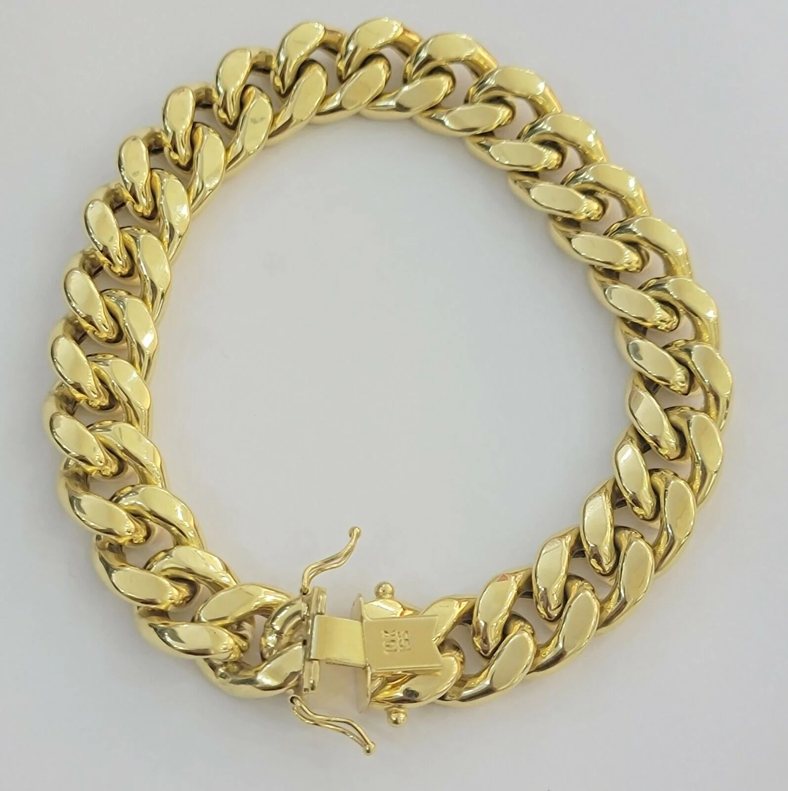 REAL Mens 10k Yellow Gold Miami Cuban Bracelet 7.5 Inch 13mm And Strong Links - Image 6