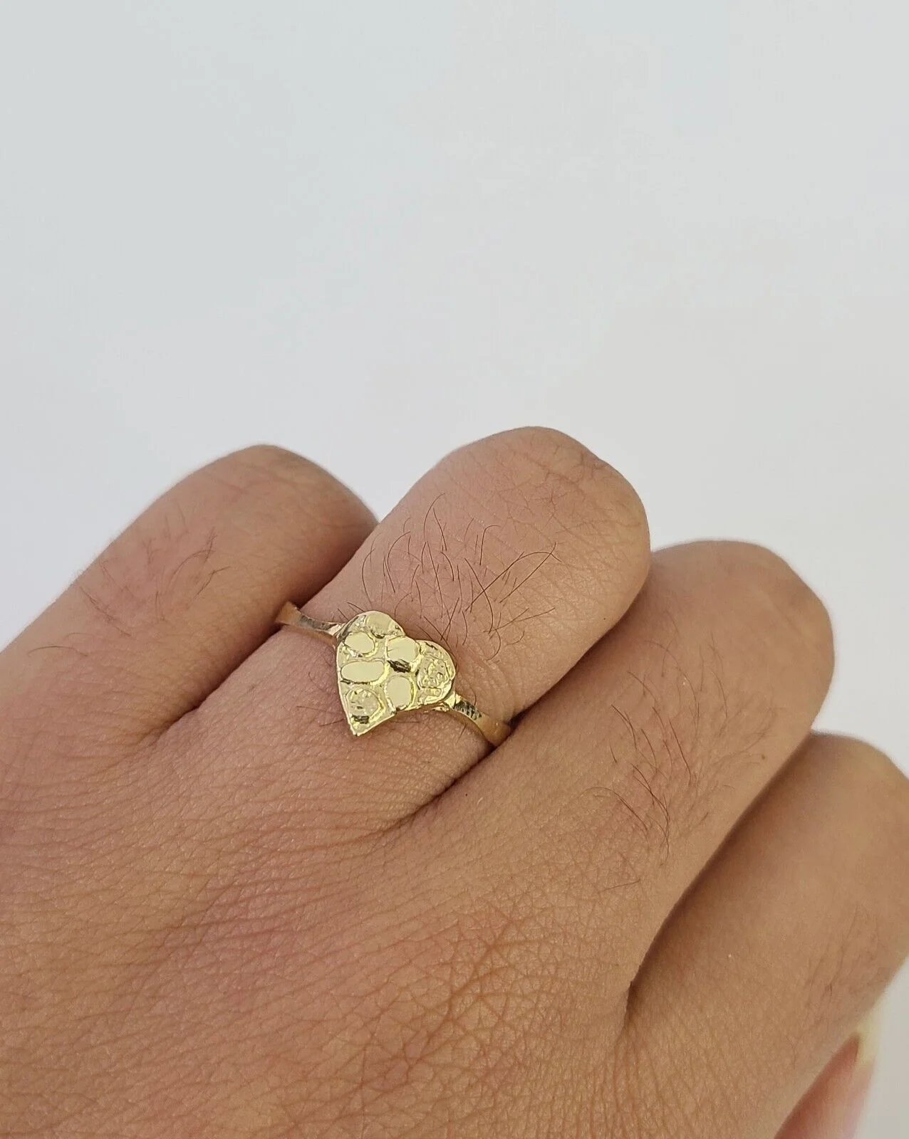 REAL Ring 10k Nugget Heart Ring Yellow Gold Genuine Ladies All Sizes - Image 2