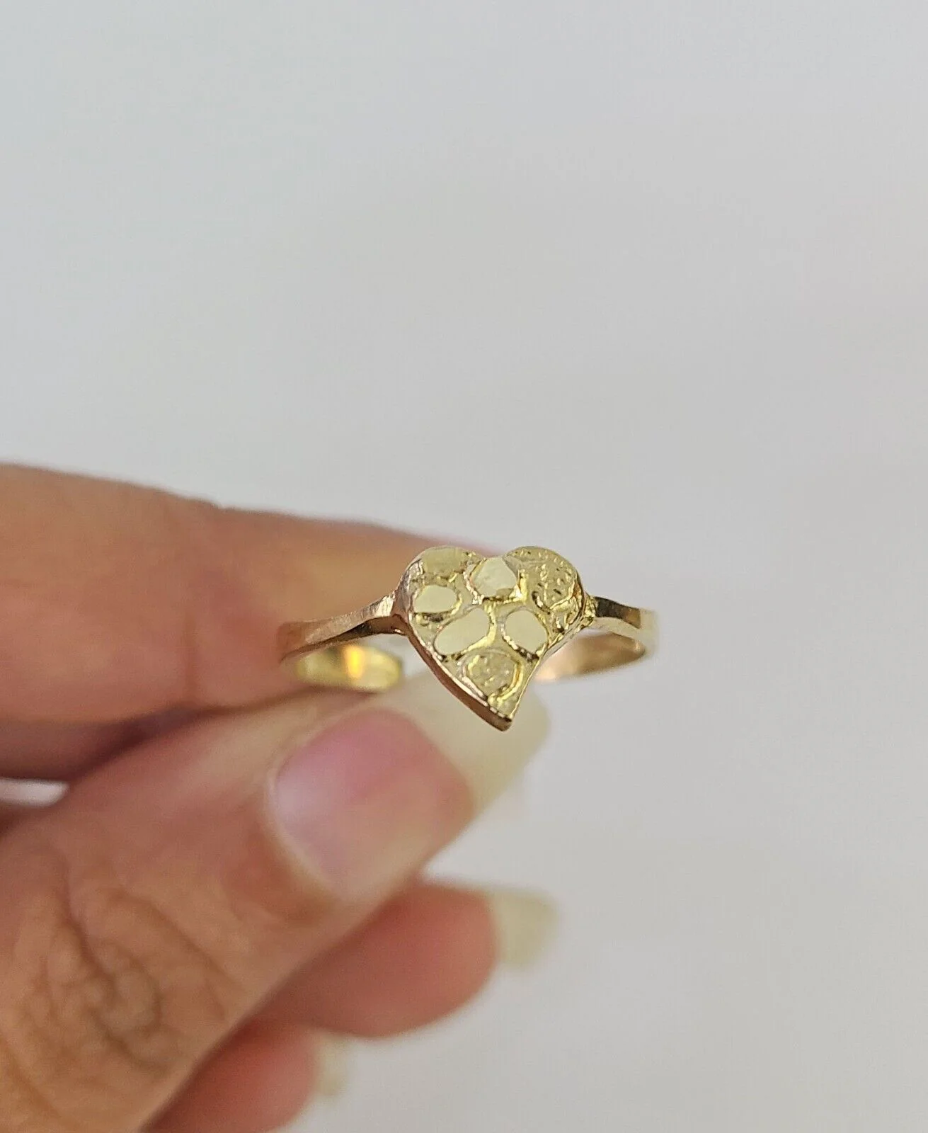 REAL Ring 10k Nugget Heart Ring Yellow Gold Genuine Ladies All Sizes - Image 6