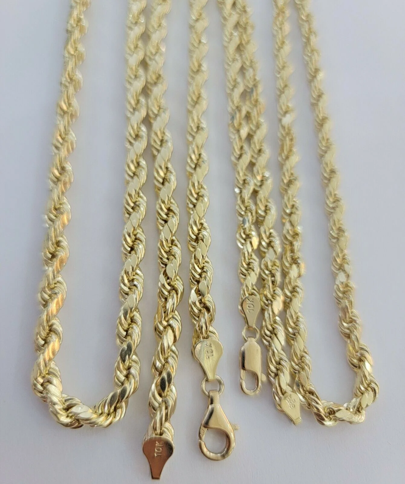 Real Solid 10k Rope Necklace 6mm Chain 18"-30" Inch 10kt Yellow Gold Diamond Cut - Image 2