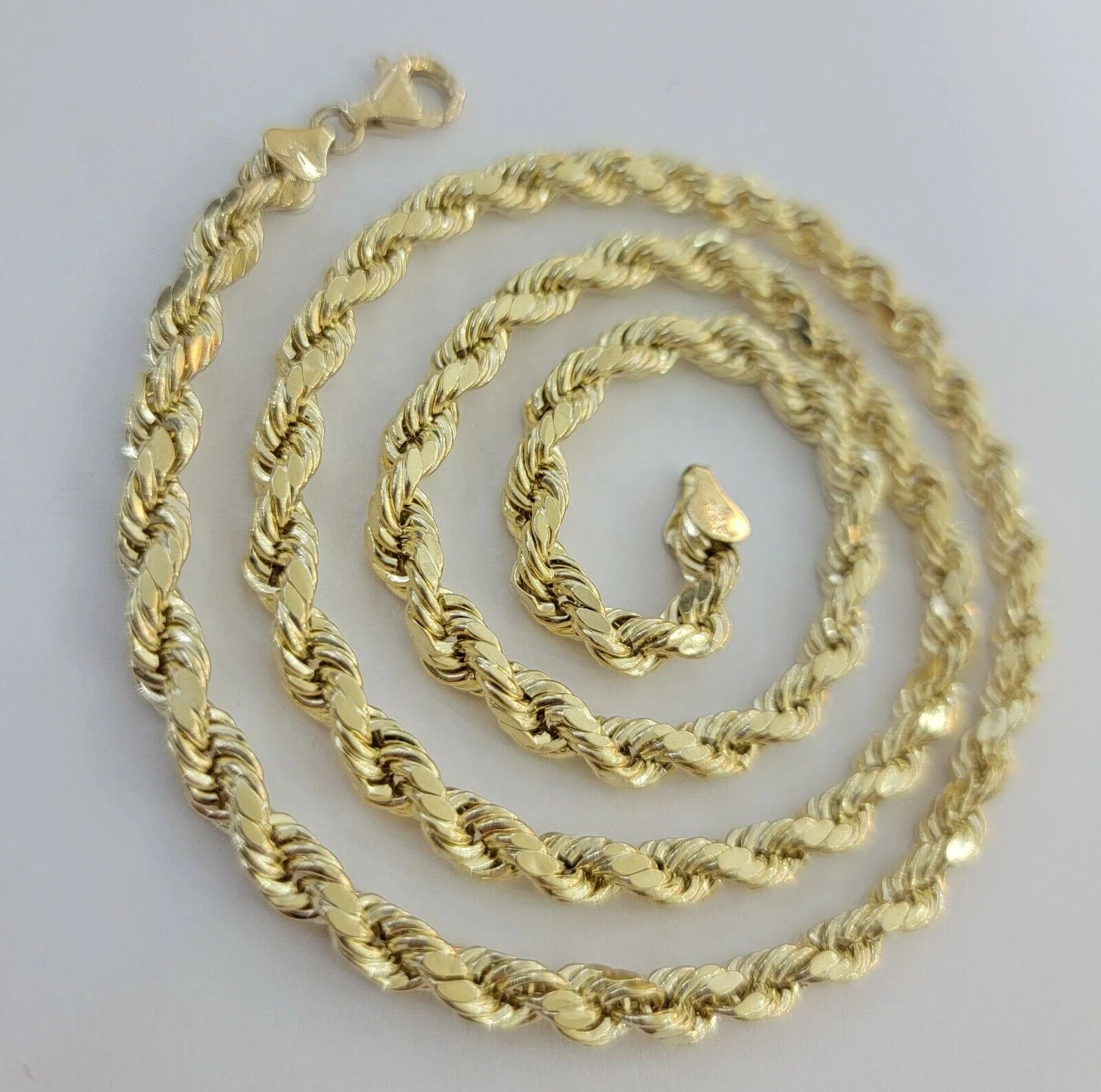 Real Solid 10k Rope Necklace 6mm Chain 18"-30" Inch 10kt Yellow Gold Diamond Cut - Image 4