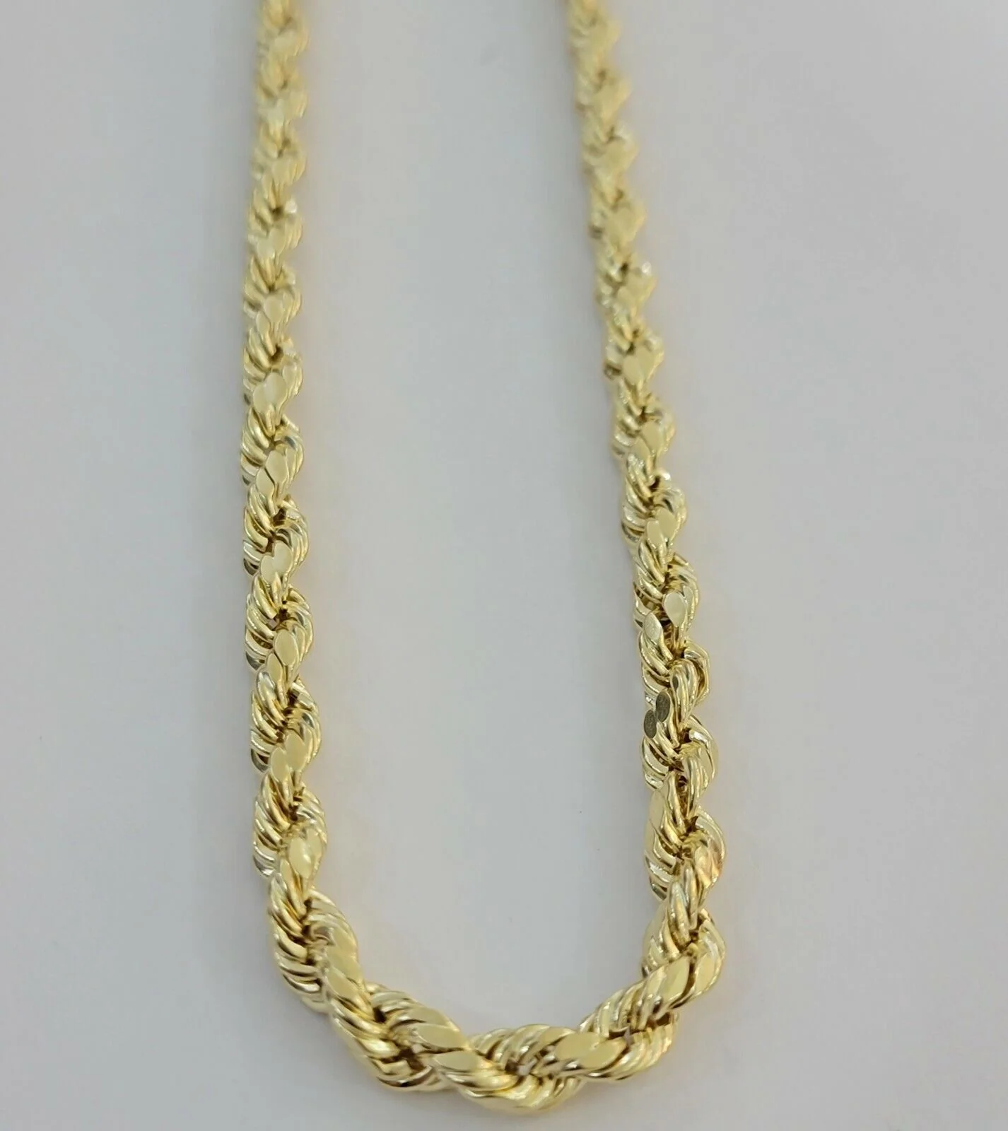 Real Solid 10k Rope Necklace 6mm Chain 18"-30" Inch 10kt Yellow Gold Diamond Cut - Image 5